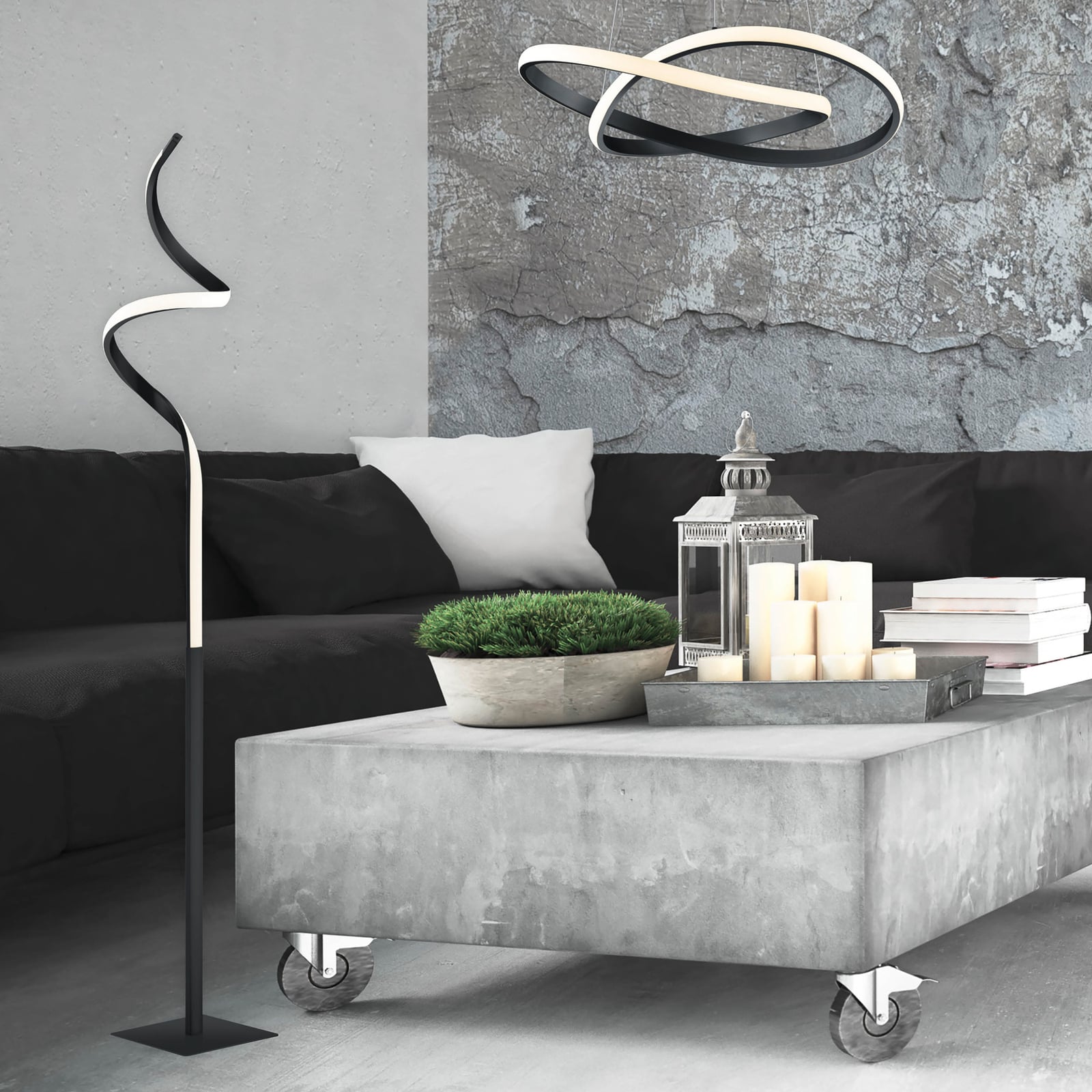 LED gulvlampe Course svart matt dimbar bakside