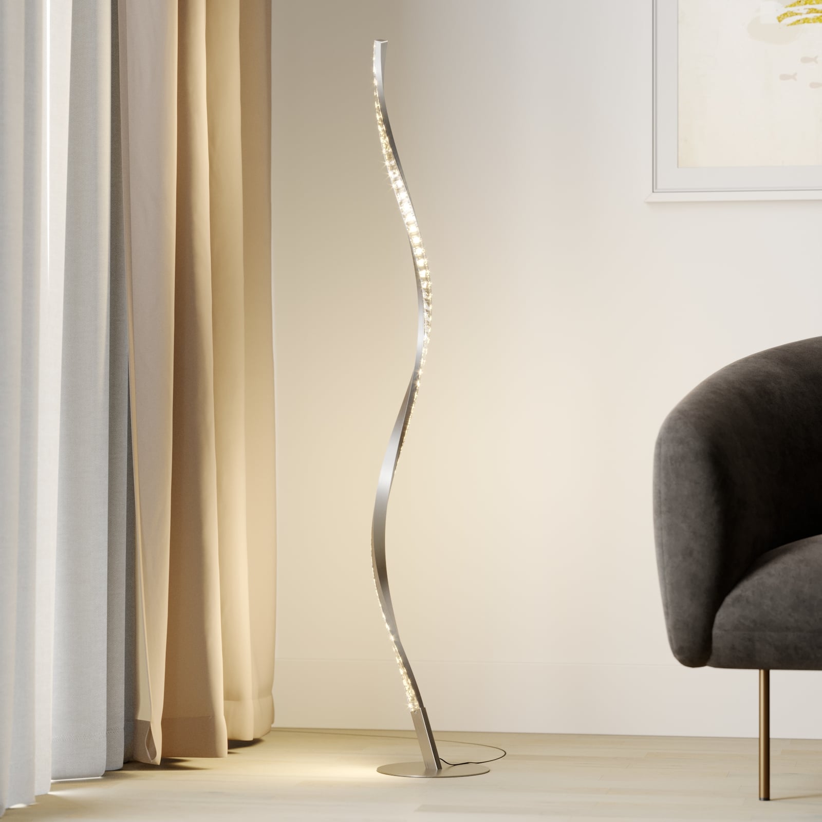 LED gulvlampe Criostal RGBW dimbar med fjernkontroll forfra