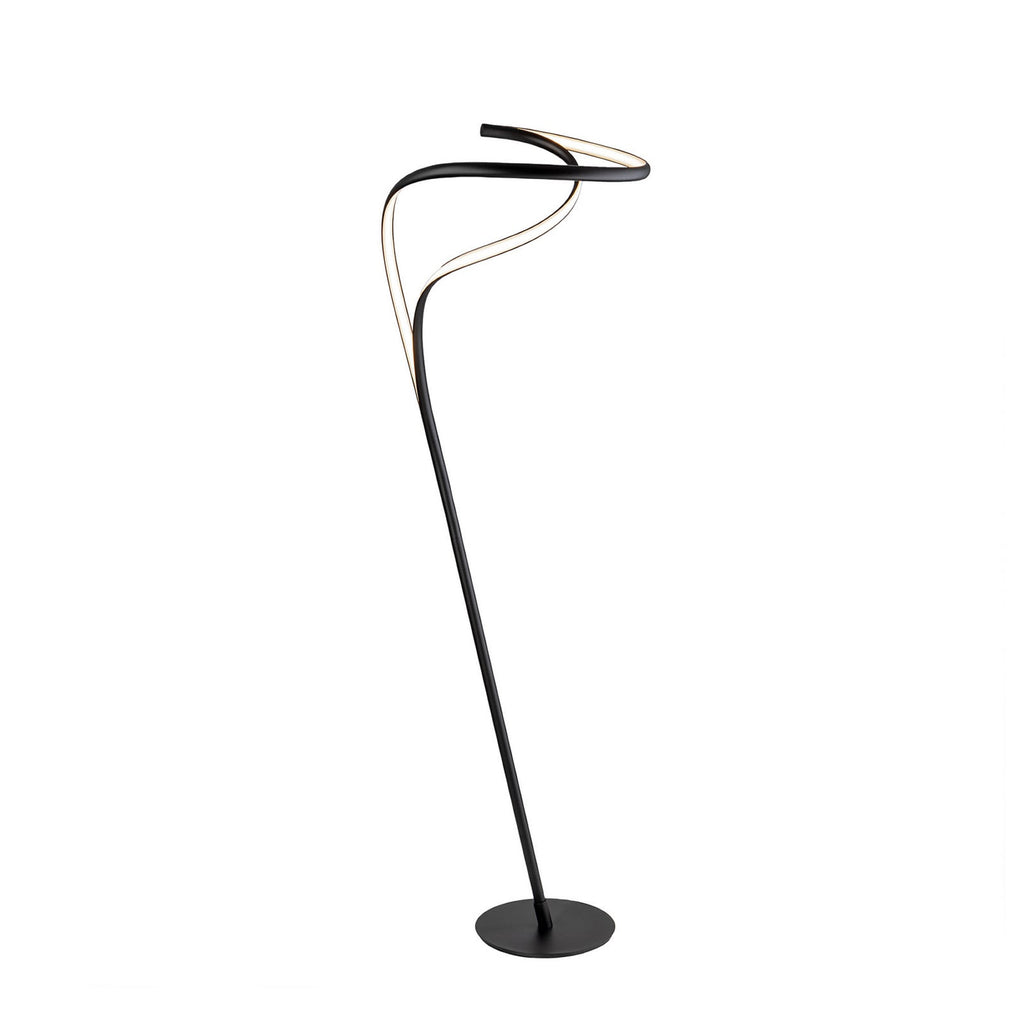 LED gulvlampe Danza dimbar matt svart aluminium detalj