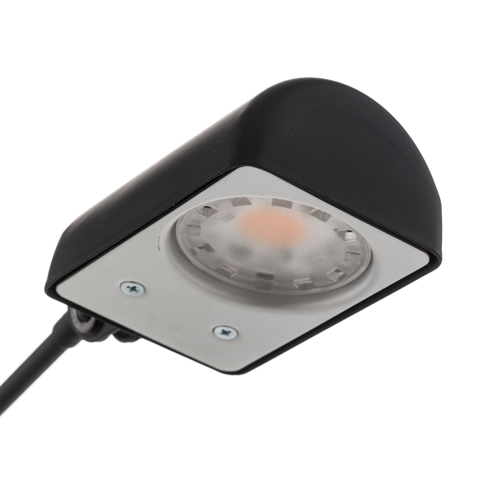Nærbilde av LED gulvlampe Daphine dimbar svart stål ledd
