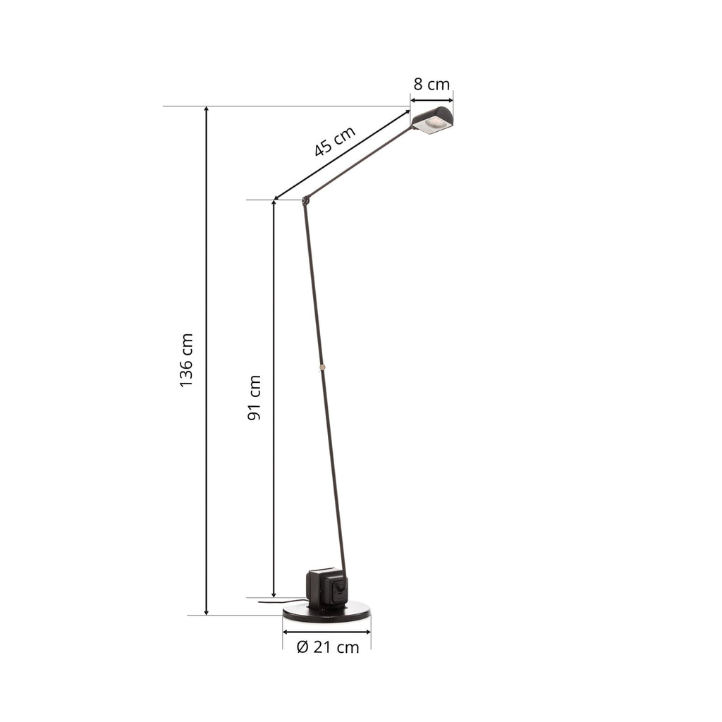 LED gulvlampe Daphine dimbar svart stål 136 cm 3000K - Lumina
