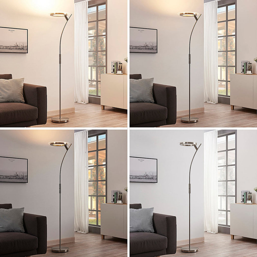 LED gulvlampe Darion dimbar grå metall bakside