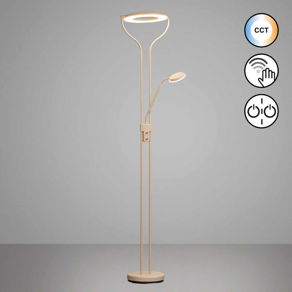 LED gulvlampe Davos med leselys dimbar CCT 180 cm sand detalj av leselys