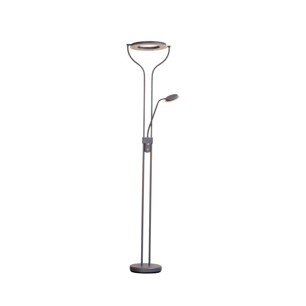 LED gulvlampe Davos med leselampe dimbar CCT sandgrå 180 cm forfra