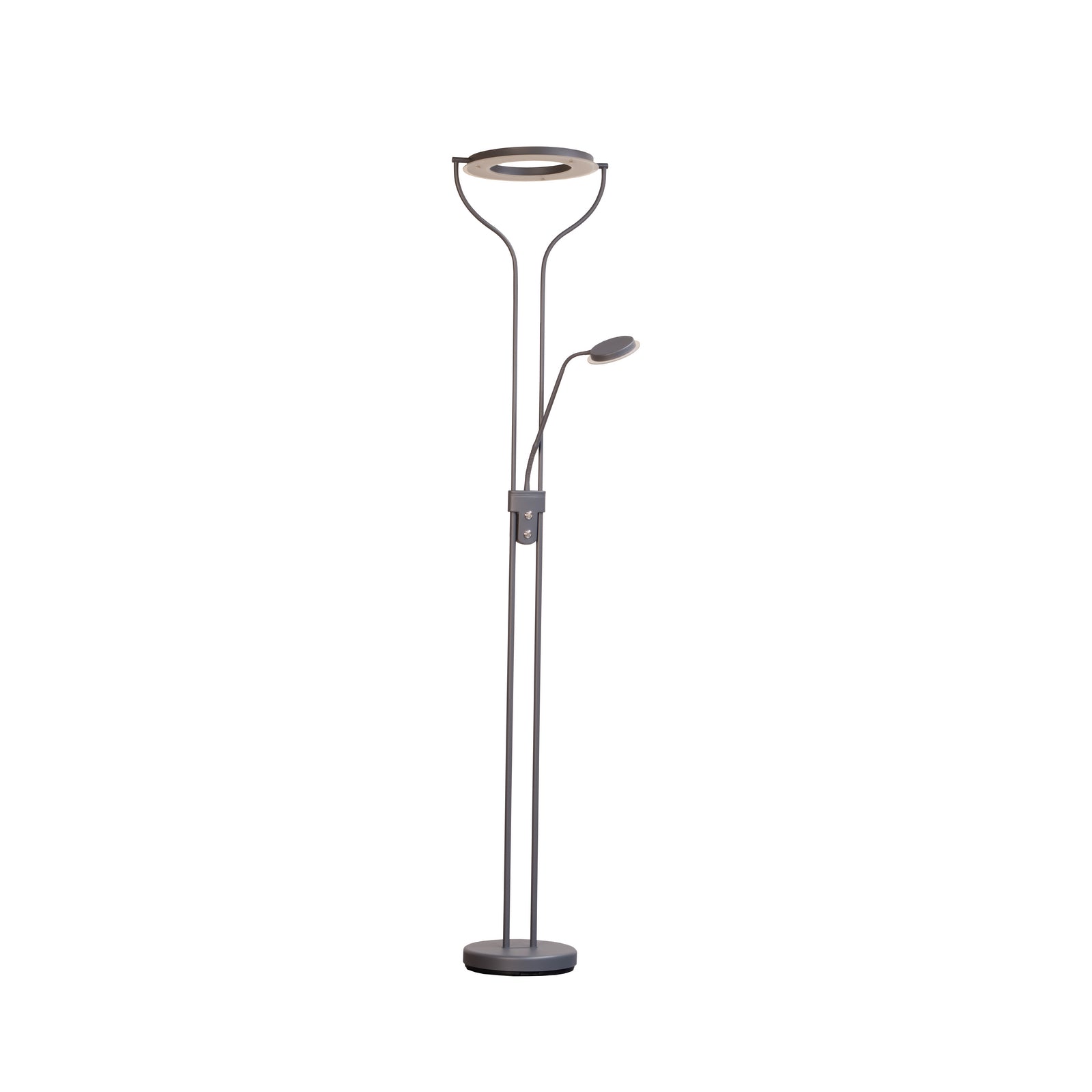 LED gulvlampe Davos med leselampe dimbar CCT sandgrå 180 cm forfra