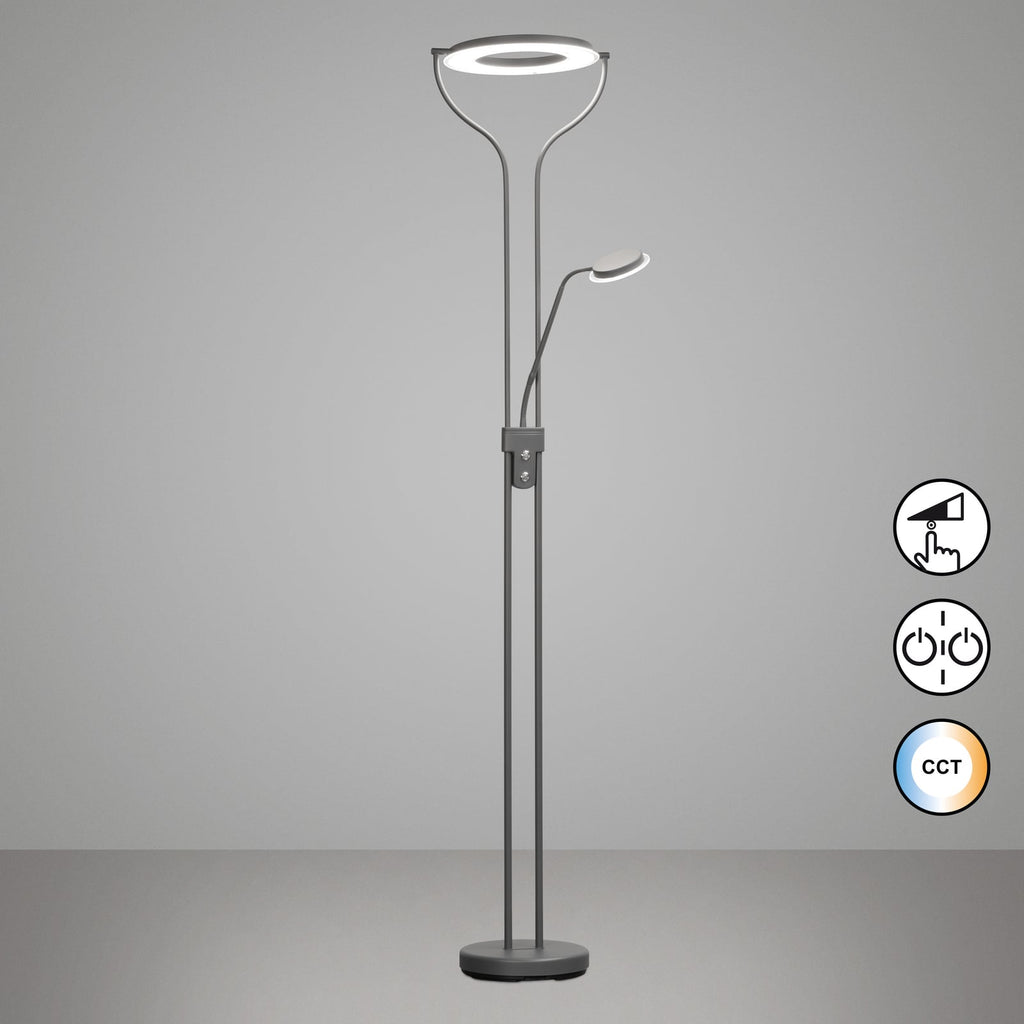 LED gulvlampe Davos med leselampe dimbar CCT sandgrå 180 cm detalj av leselampe