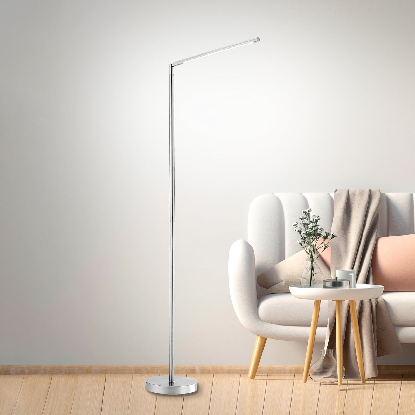 LED gulvlampe Dawda dimbar stålfarget 165 cm forfra