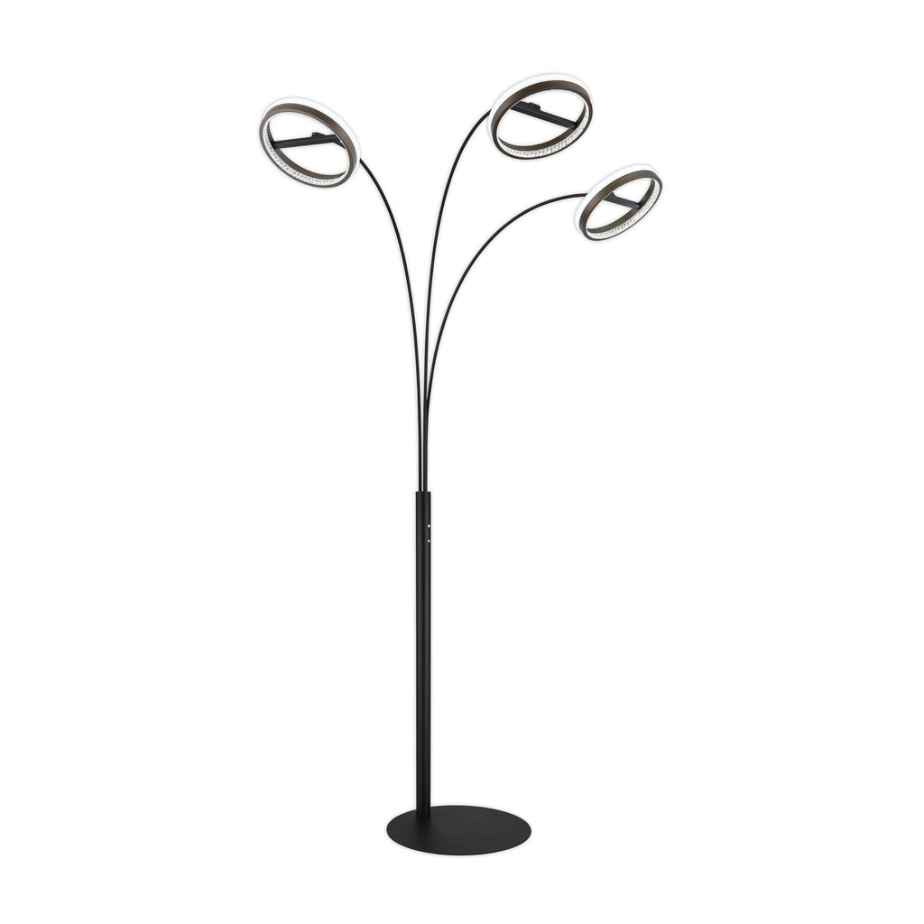 LED gulvlampe Della 3-lys svart/mørkegrå 190 cm detalj av lyskilder