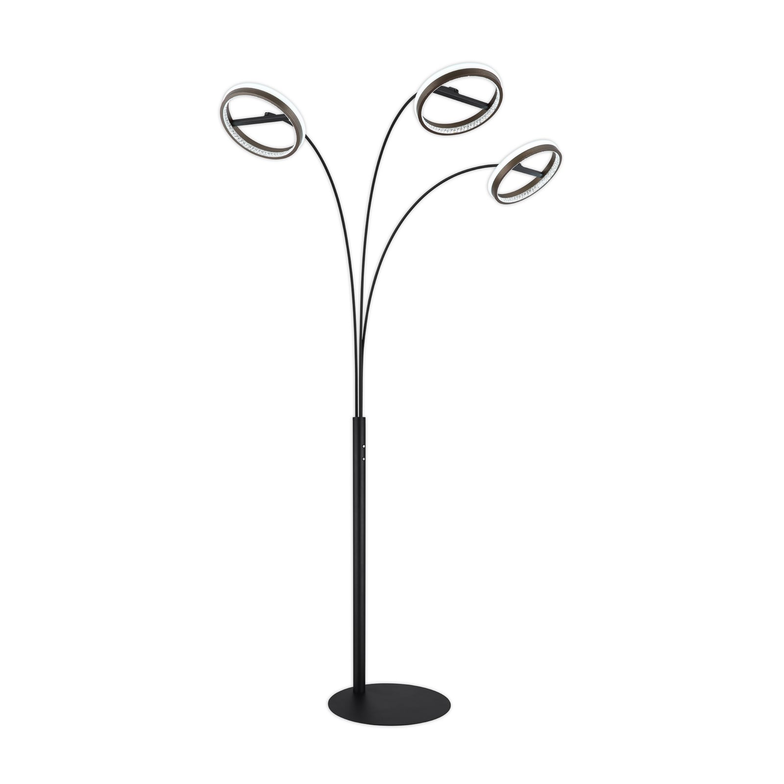 LED gulvlampe Della 3-lys svart/mørkegrå 190 cm detalj av lyskilder