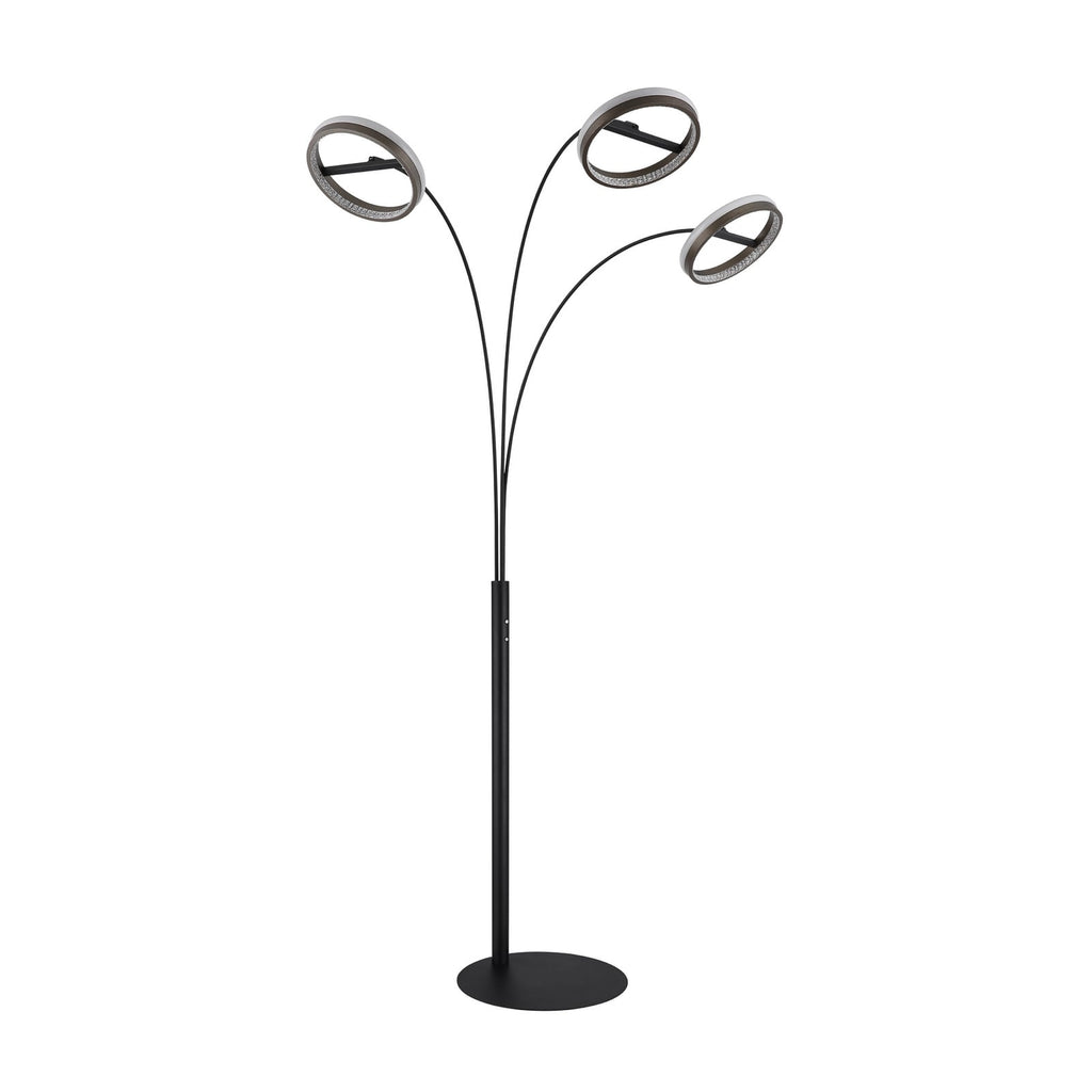 LED gulvlampe Della 3-lys svart/mørkegrå 190 cm nærbilde av touchdimmer