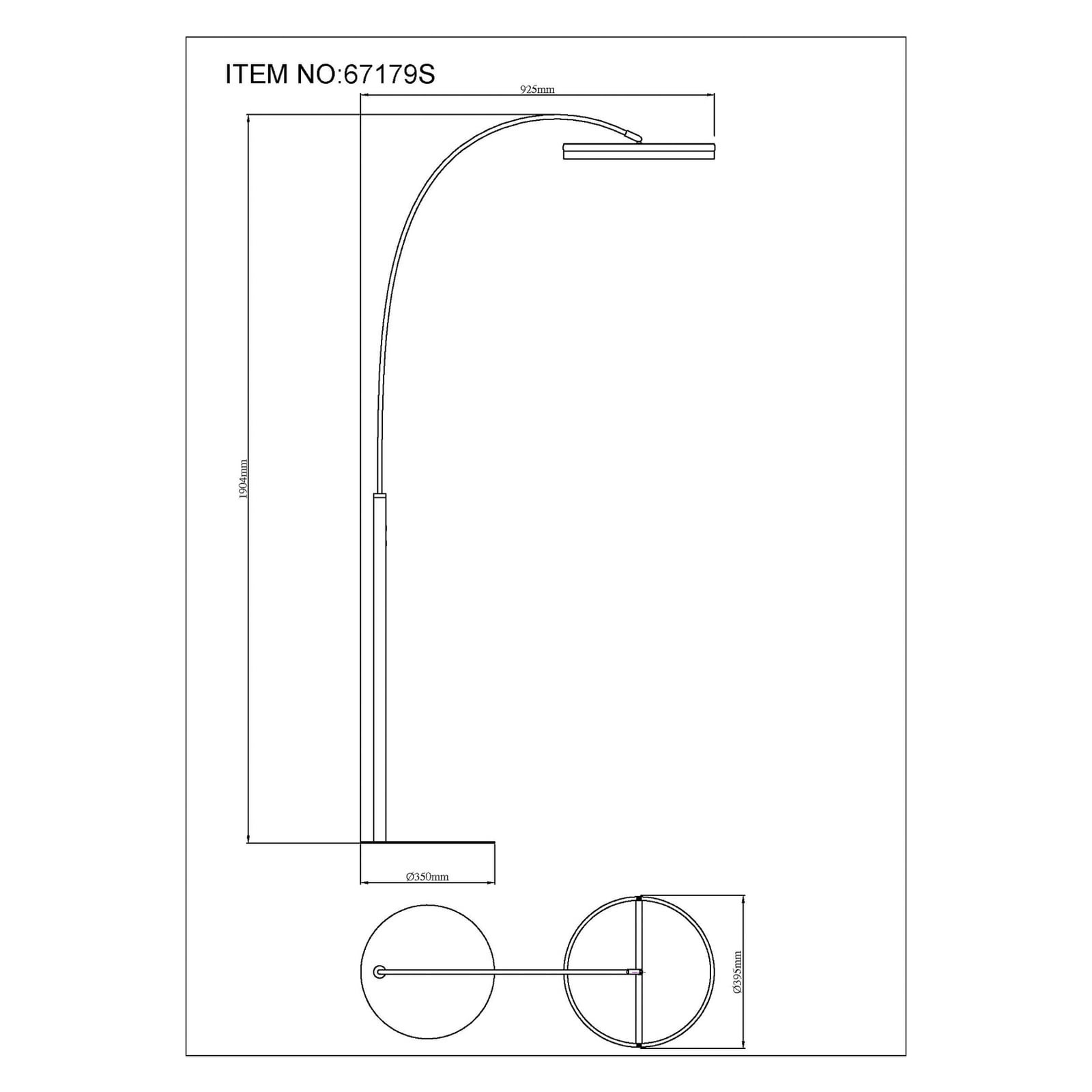 LED gulvlampe Della svart mørkegrå metall sideprofil