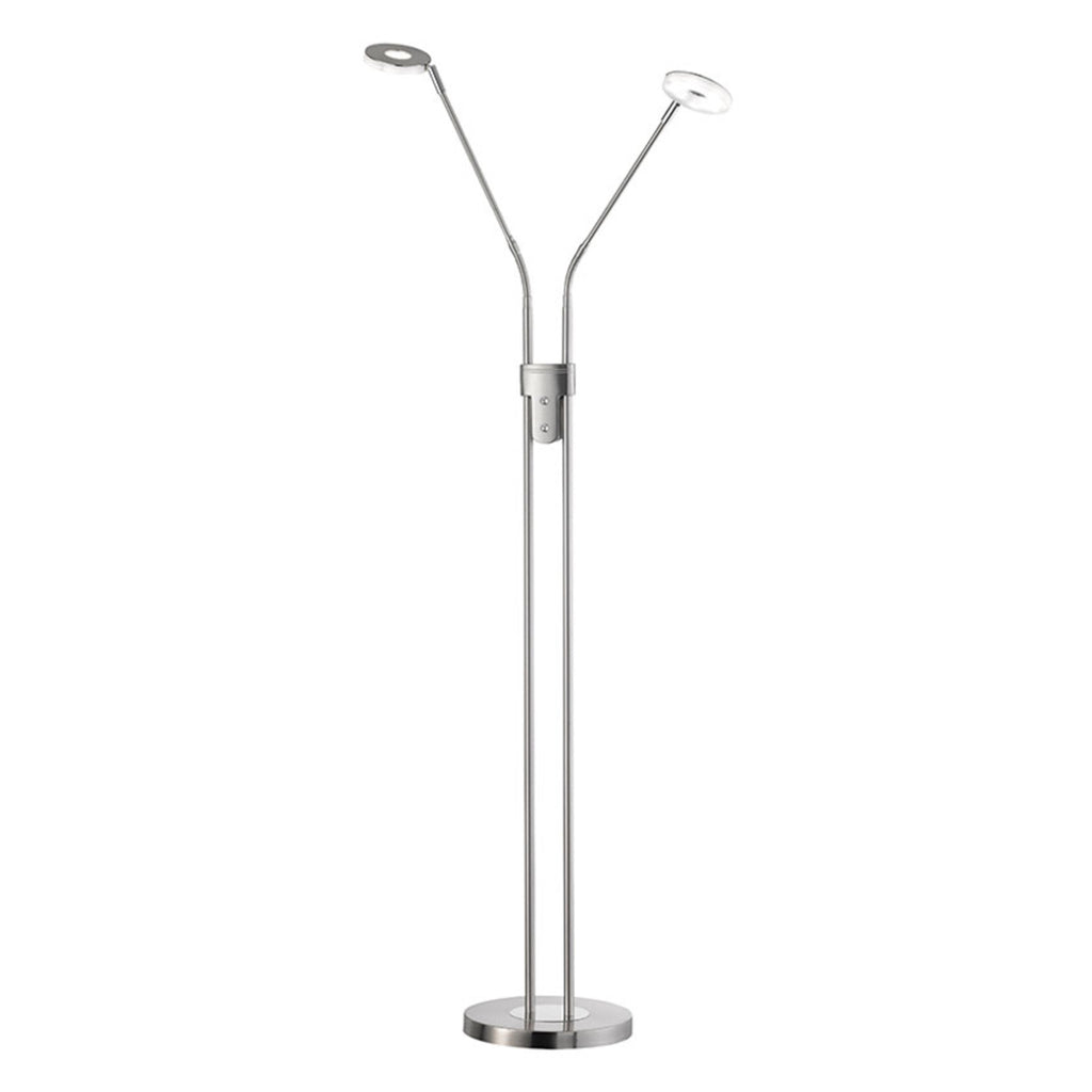 LED gulvlampe Dent 2-lys matt nikkel CCT dimbar fot med diameter 25 cm