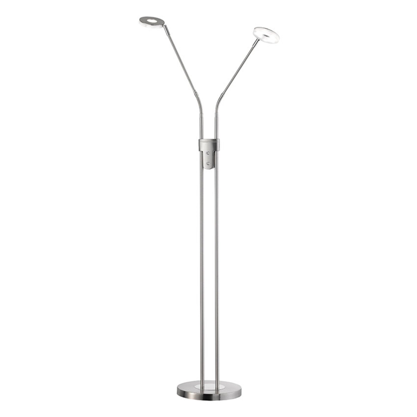 LED gulvlampe Dent 2-lys matt nikkel CCT dimbar fot med diameter 25 cm