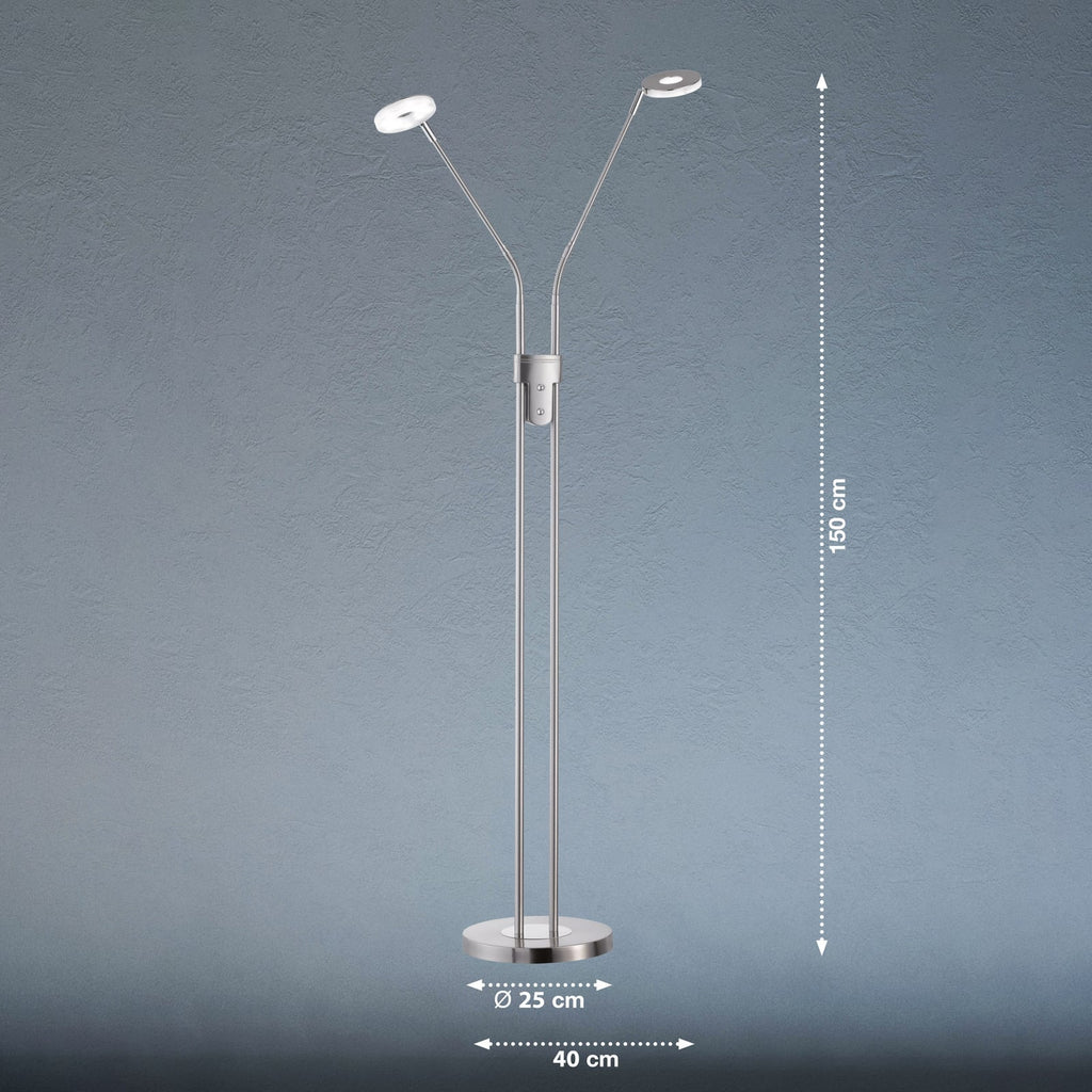 LED gulvlampe Dent 2-lys matt nikkel CCT dimbar høydejustering