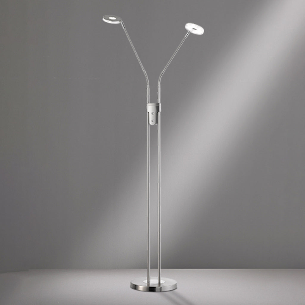 LED gulvlampe Dent 2-lys matt nikkel CCT dimbar metall og akryl materiale