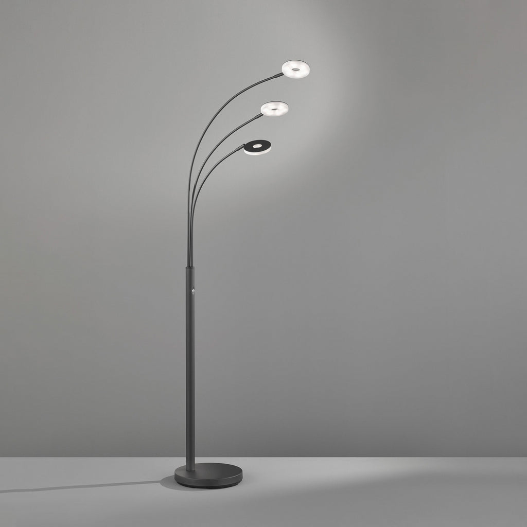 LED gulvlampe Dent 3-lys dimbar CCT svart 185 cm montert i rom