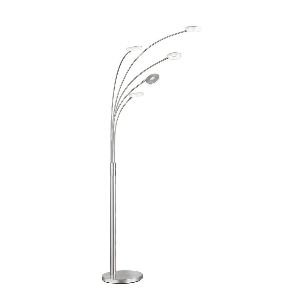 LED gulvlampe Dent 5-lys matt nikkel/krom detalj av lamper