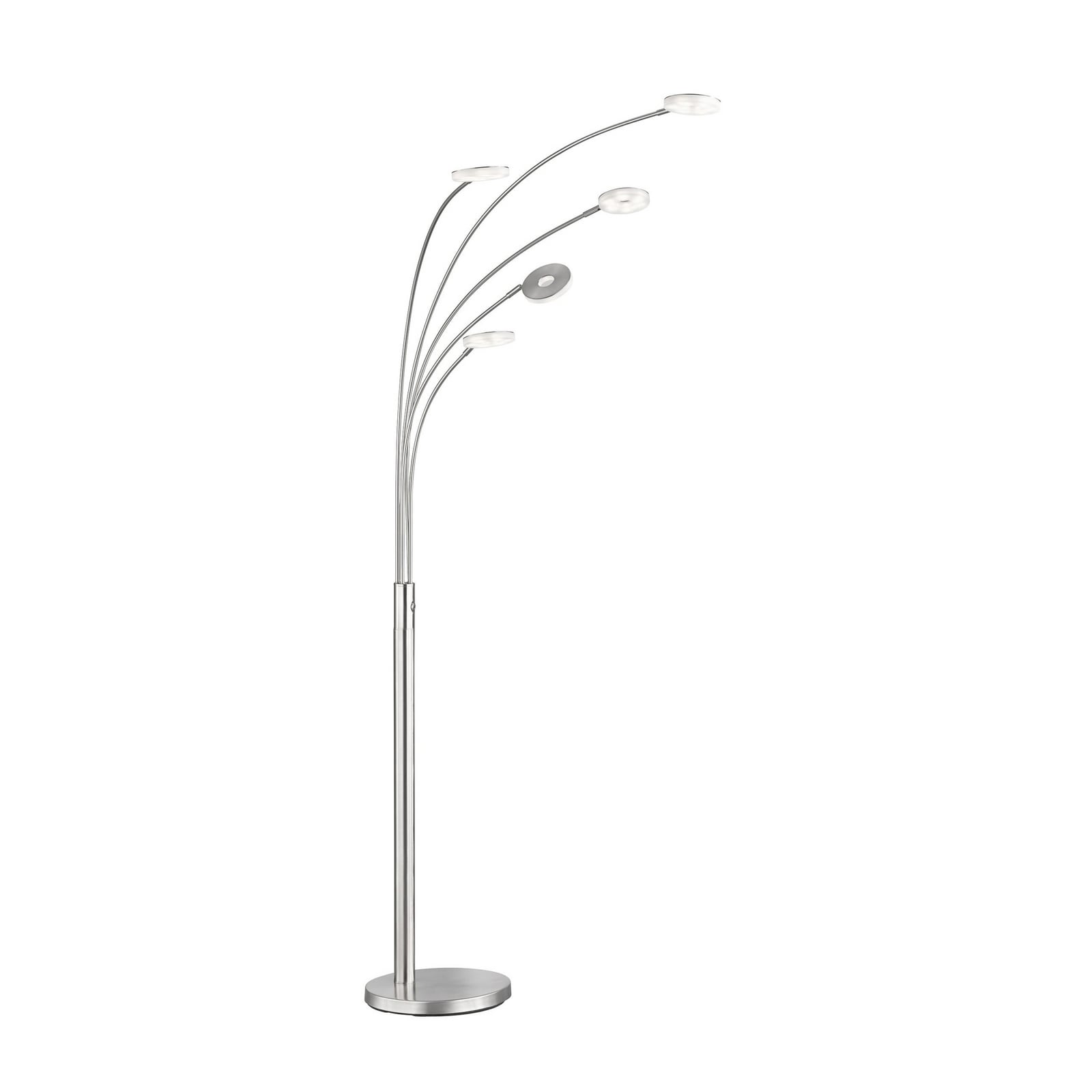LED gulvlampe Dent 5-lys matt nikkel/krom detalj av lamper
