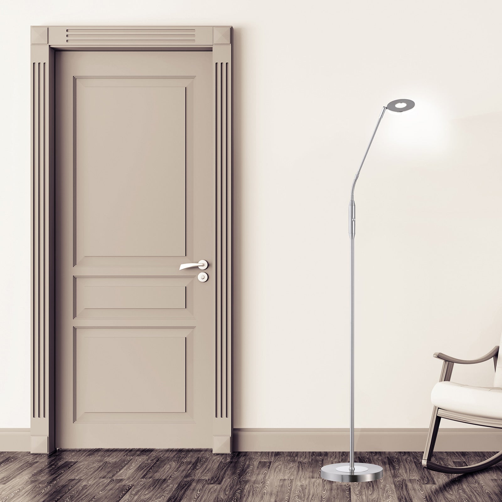 Detalj av LED-gulvlampe Dent CCT dimbar matt nikkel