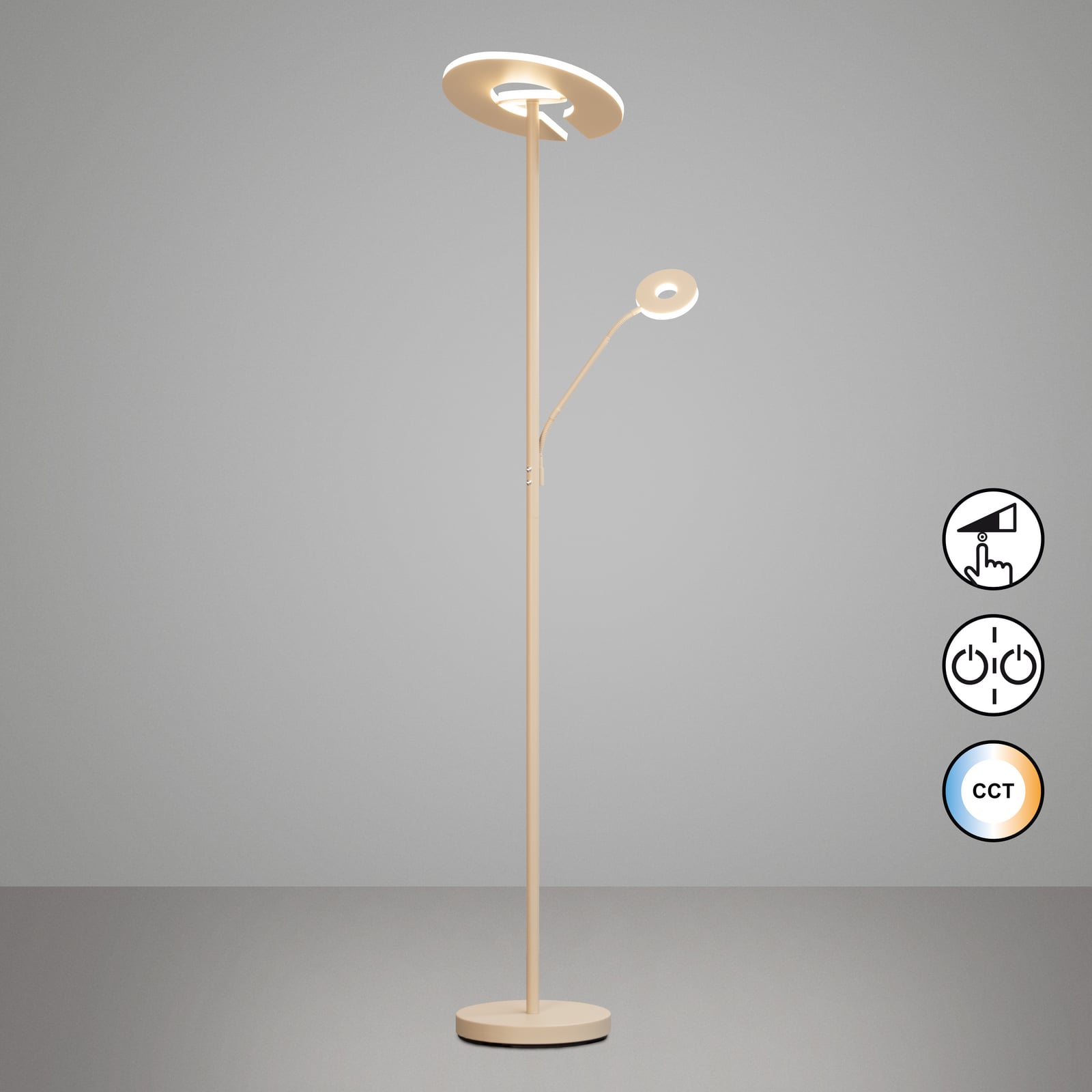 LED gulvlampe Dent dimbar CCT sand metall 180 cm nærbilde