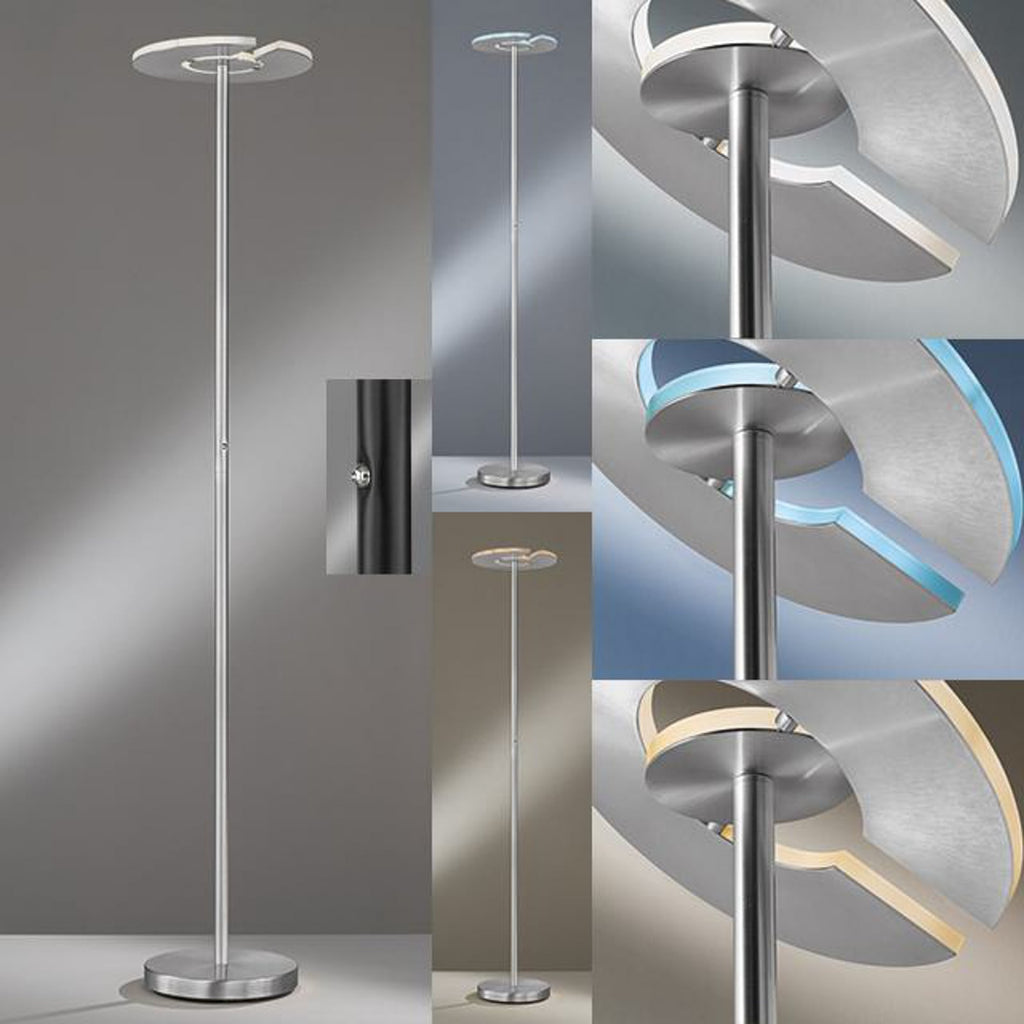 Justerbart lampehode på LED gulvlampe Dent matt nikkel/krom CCT dimbar