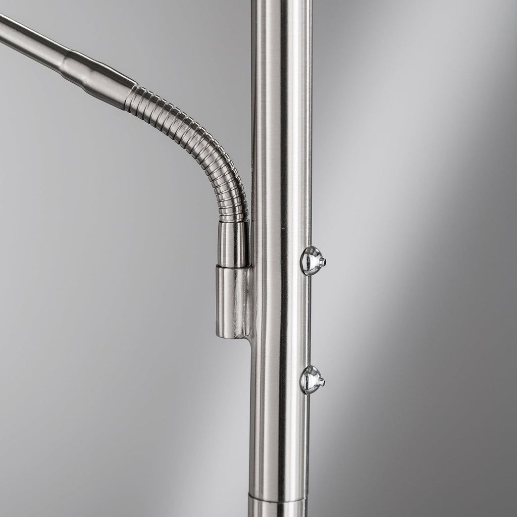 LED gulvlampe Dent med lesearm CCT dimbar nikkel detalj av lampehode