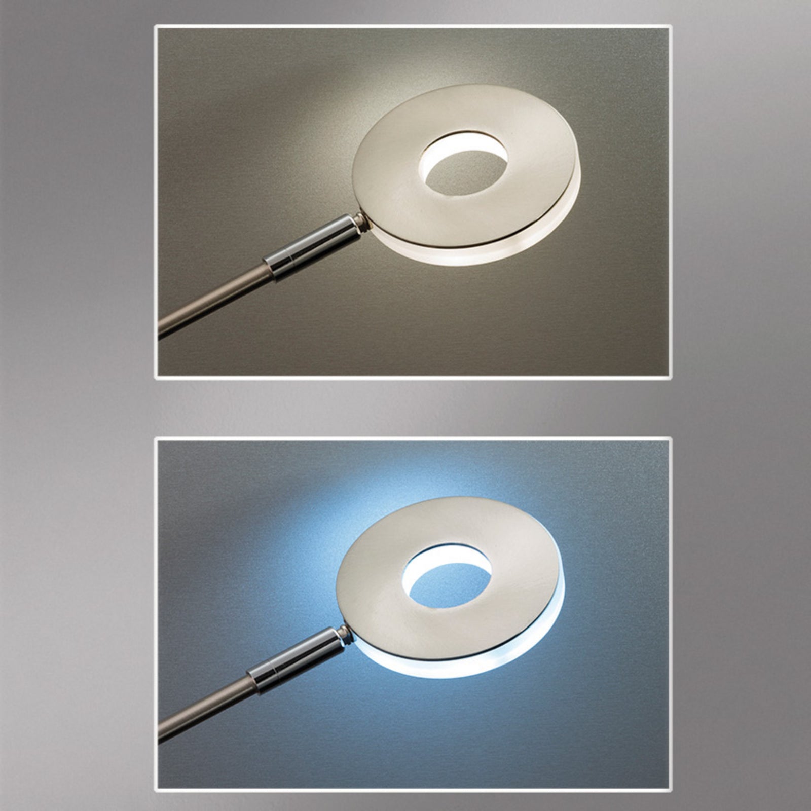 LED gulvlampe Dent med lesearm CCT dimbar nikkel montert i stue