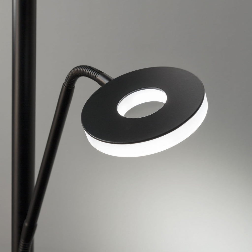 LED gulvlampe Dent med lesearm CCT dimbar svart med av/på knapp