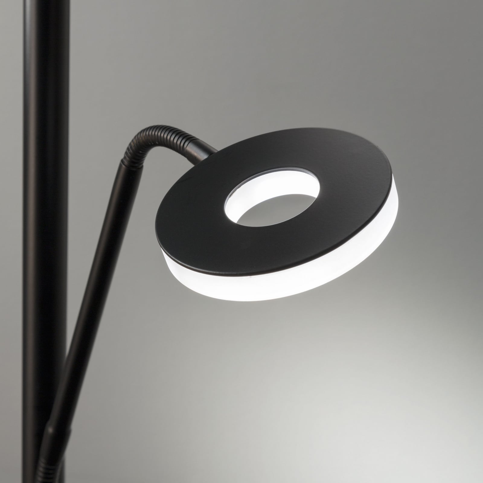 LED gulvlampe Dent med lesearm CCT dimbar svart med av/på knapp