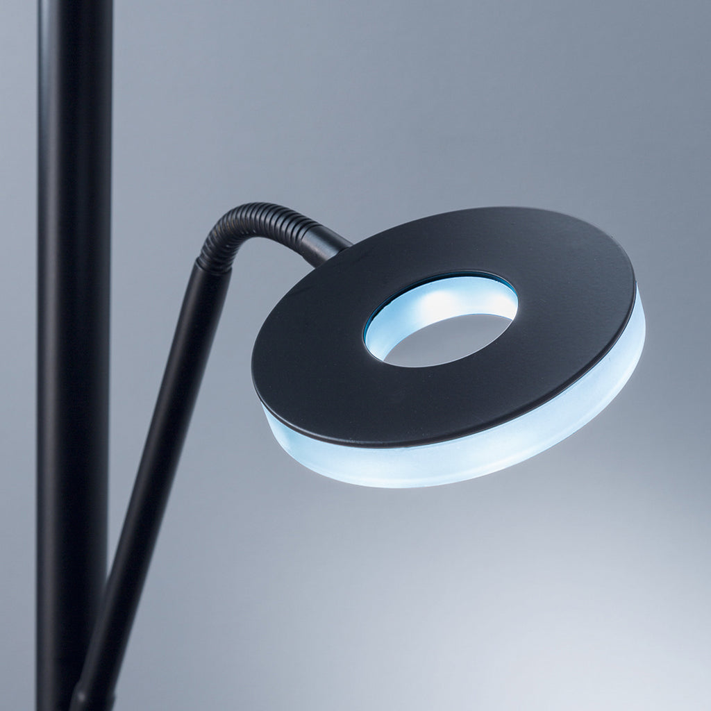 LED gulvlampe Dent med lesearm CCT dimbar svart med justerbar lesearm