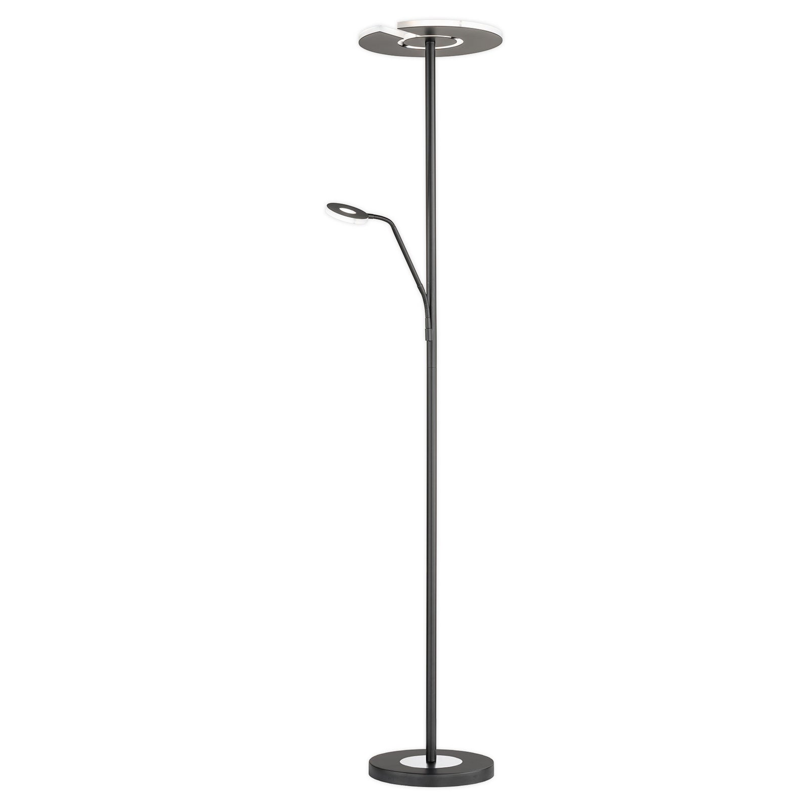 LED gulvlampe Dent med lesearm CCT dimbar svart montert i stue