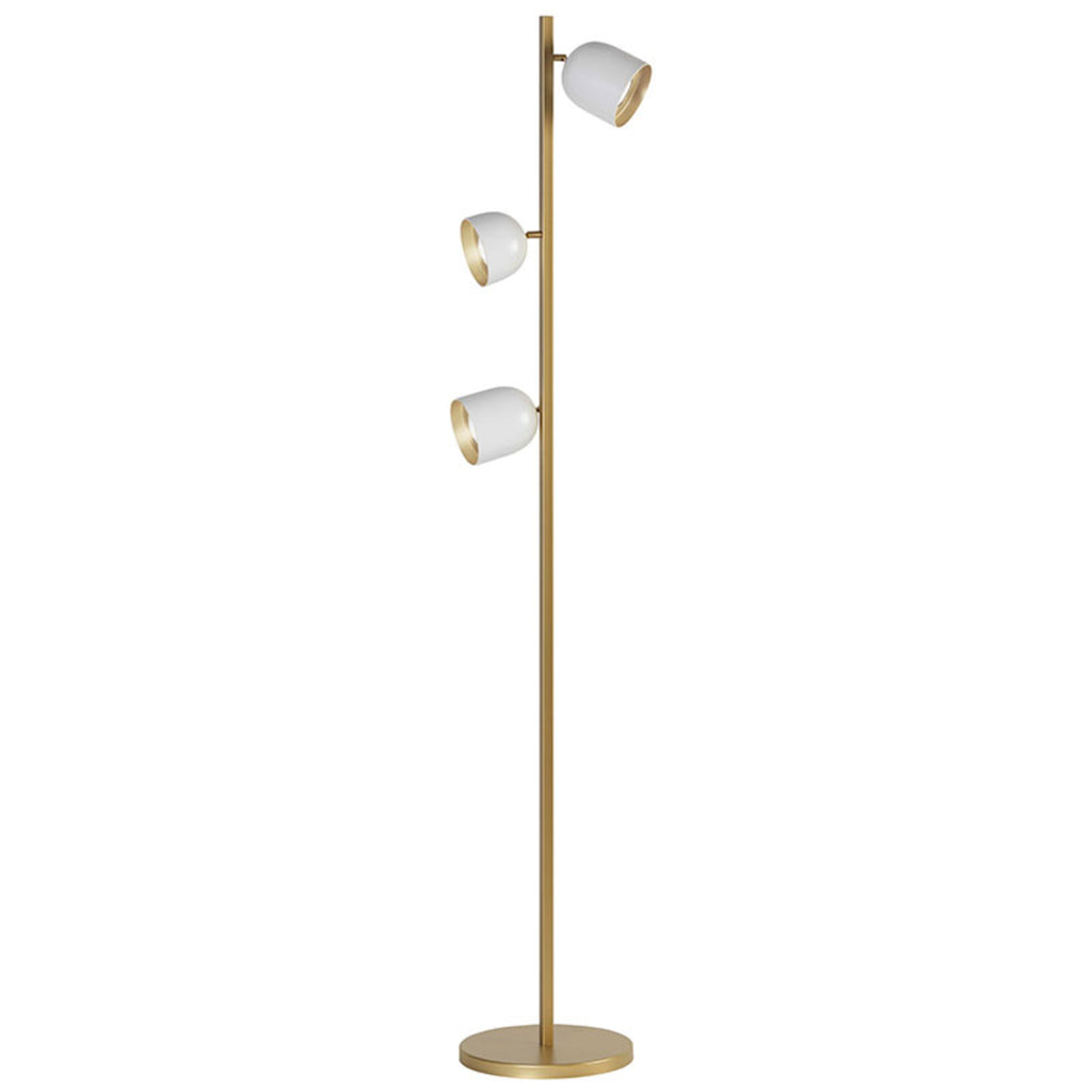 LED gulvlampe Dome 3-lys hvit/gull 180 cm 24W fra Marchetti forfra