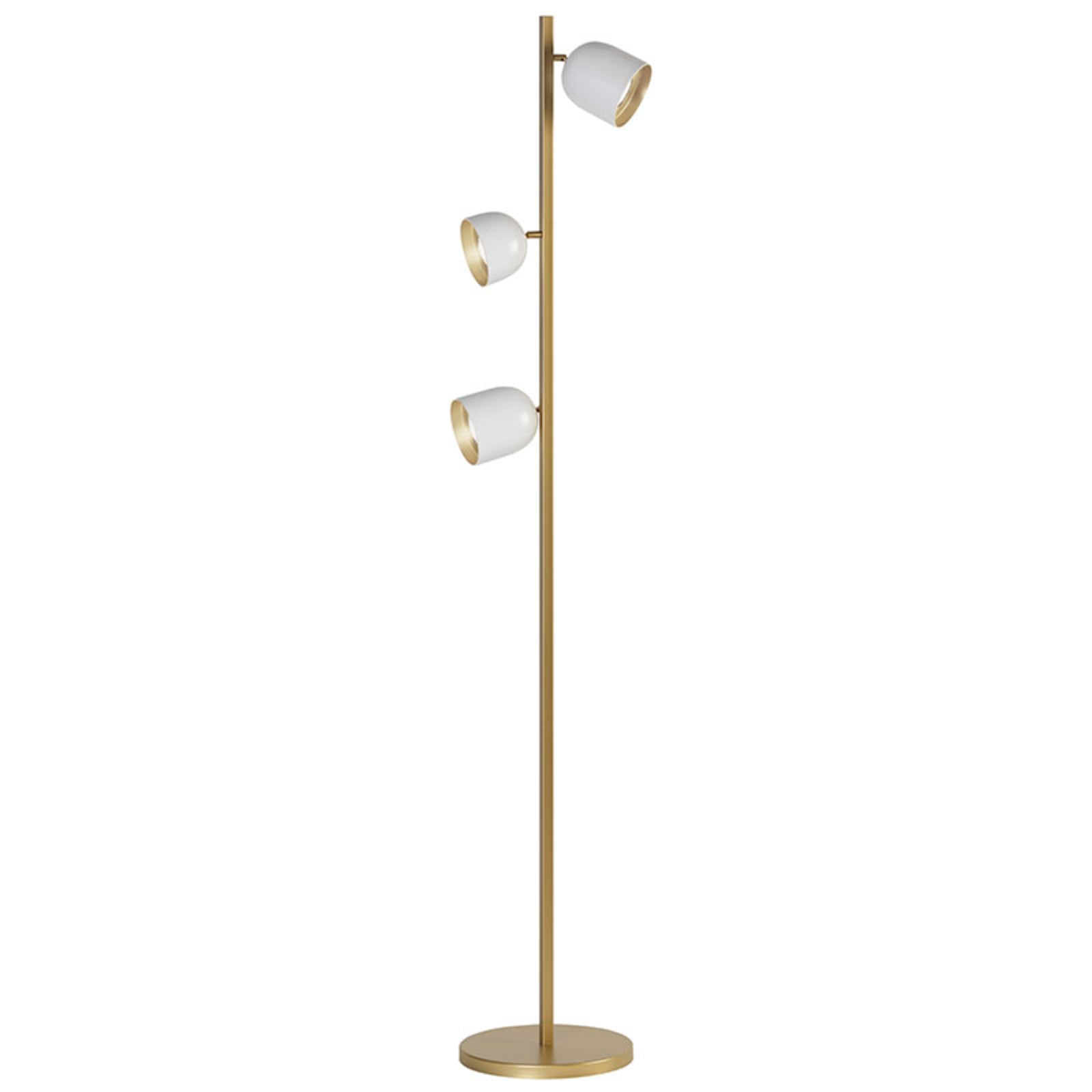 LED gulvlampe Dome 3-lys hvit/gull 180 cm 24W fra Marchetti forfra