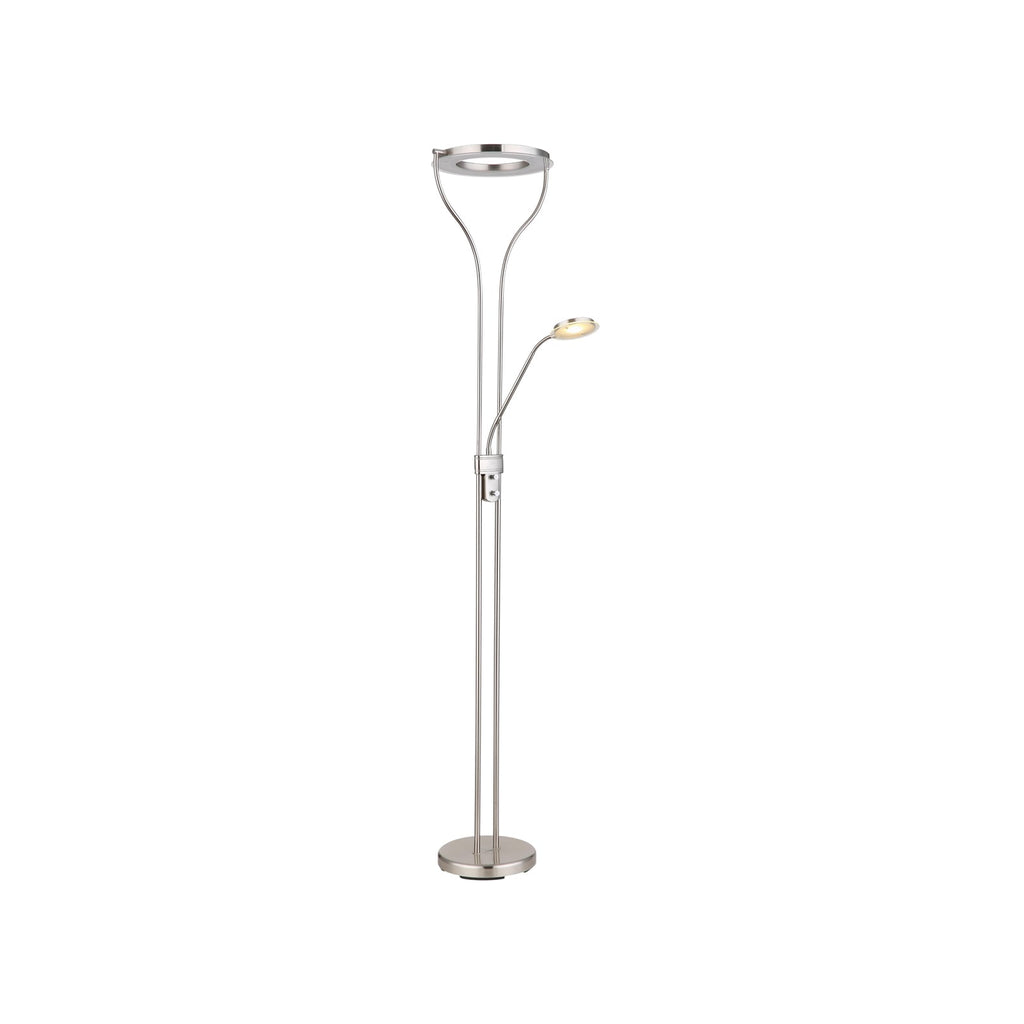 LED gulvlampe Ebro med leselys dimbar nikkel detalj av leselys
