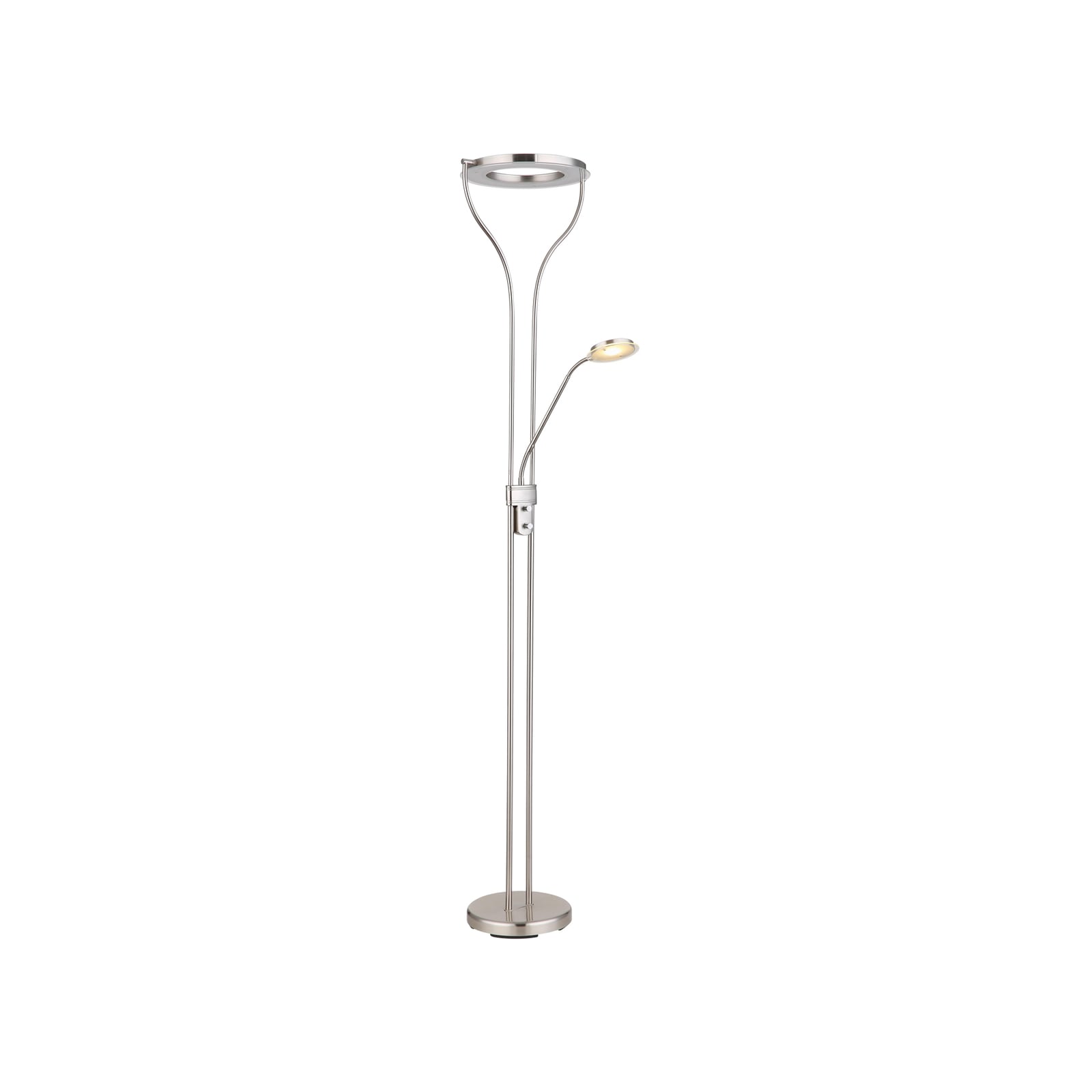 LED gulvlampe Ebro med leselys dimbar nikkel detalj av leselys