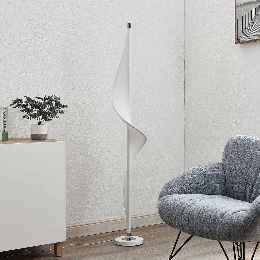 LED gulvlampe Edano tekstil dimbar hvit bakside