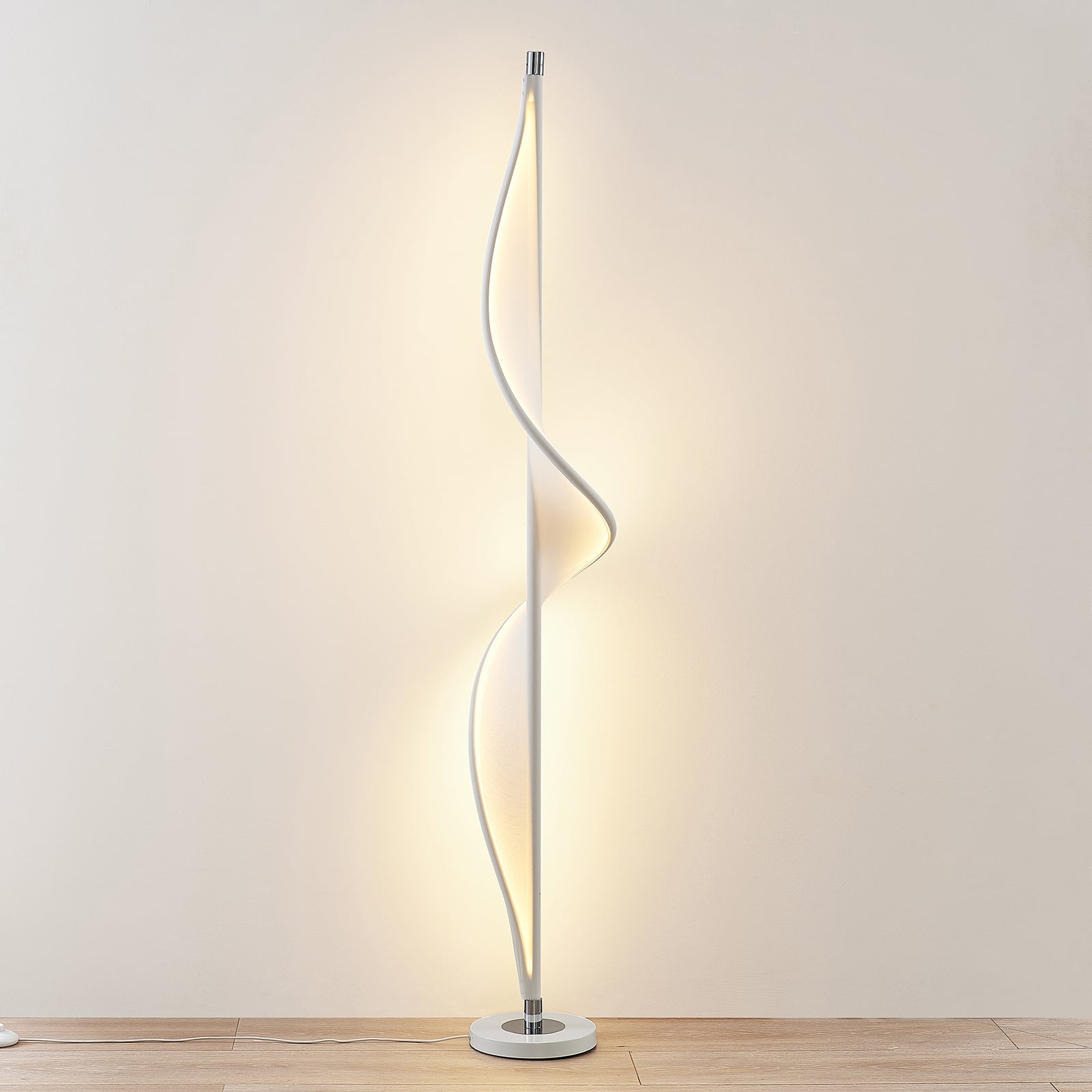 LED gulvlampe Edano tekstil dimbar hvit detalj av skjerm