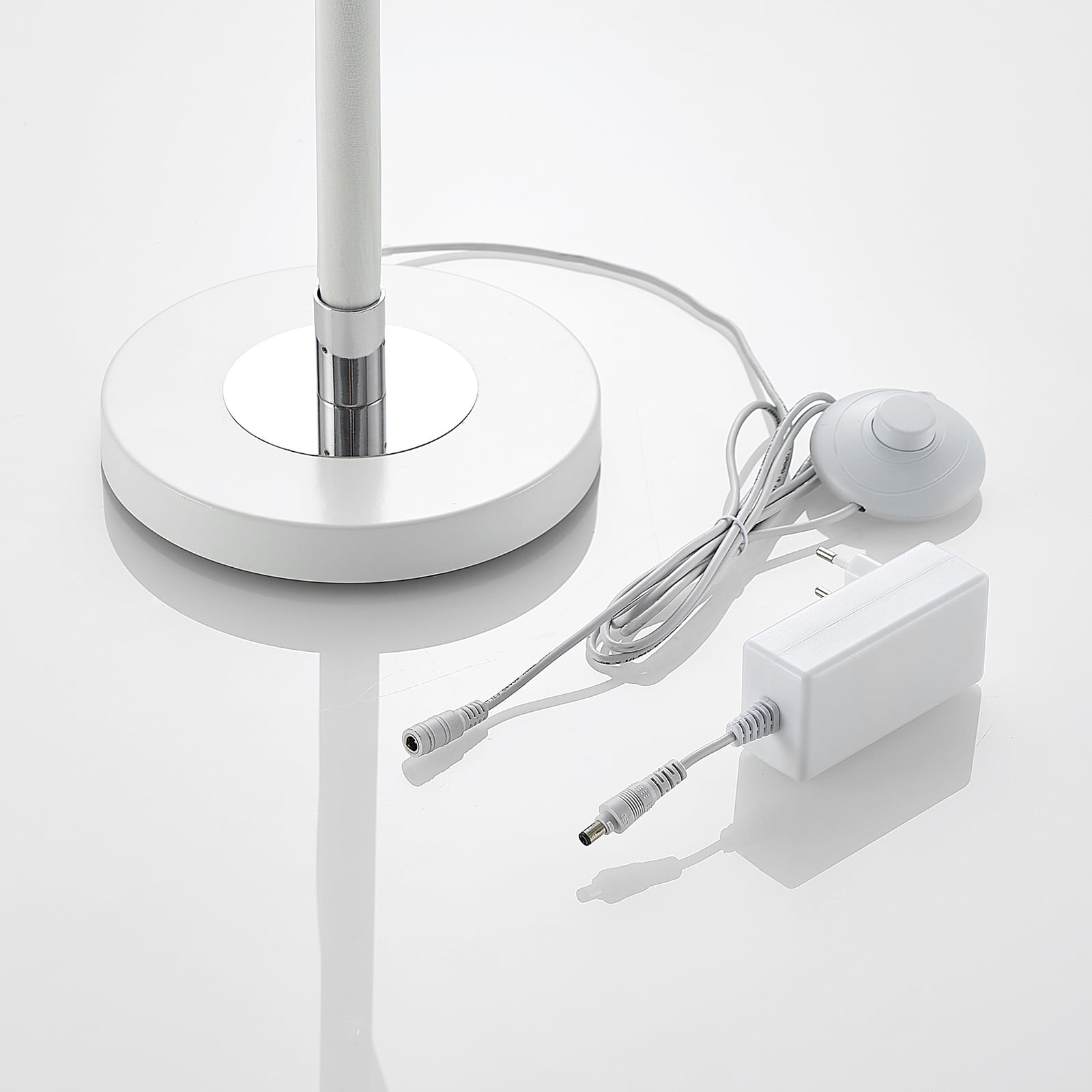 LED gulvlampe Edano tekstil dimbar hvit med varmlys