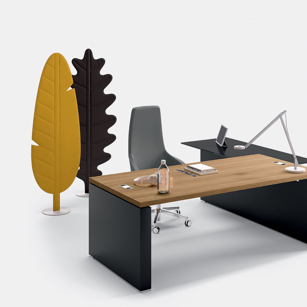 LED gulvlampe Eden Oak dimbar grå tekstil bakside