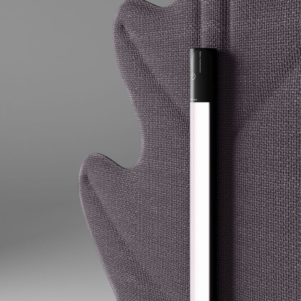 LED gulvlampe Eden Oak dimbar grå tekstil med touchdimmer