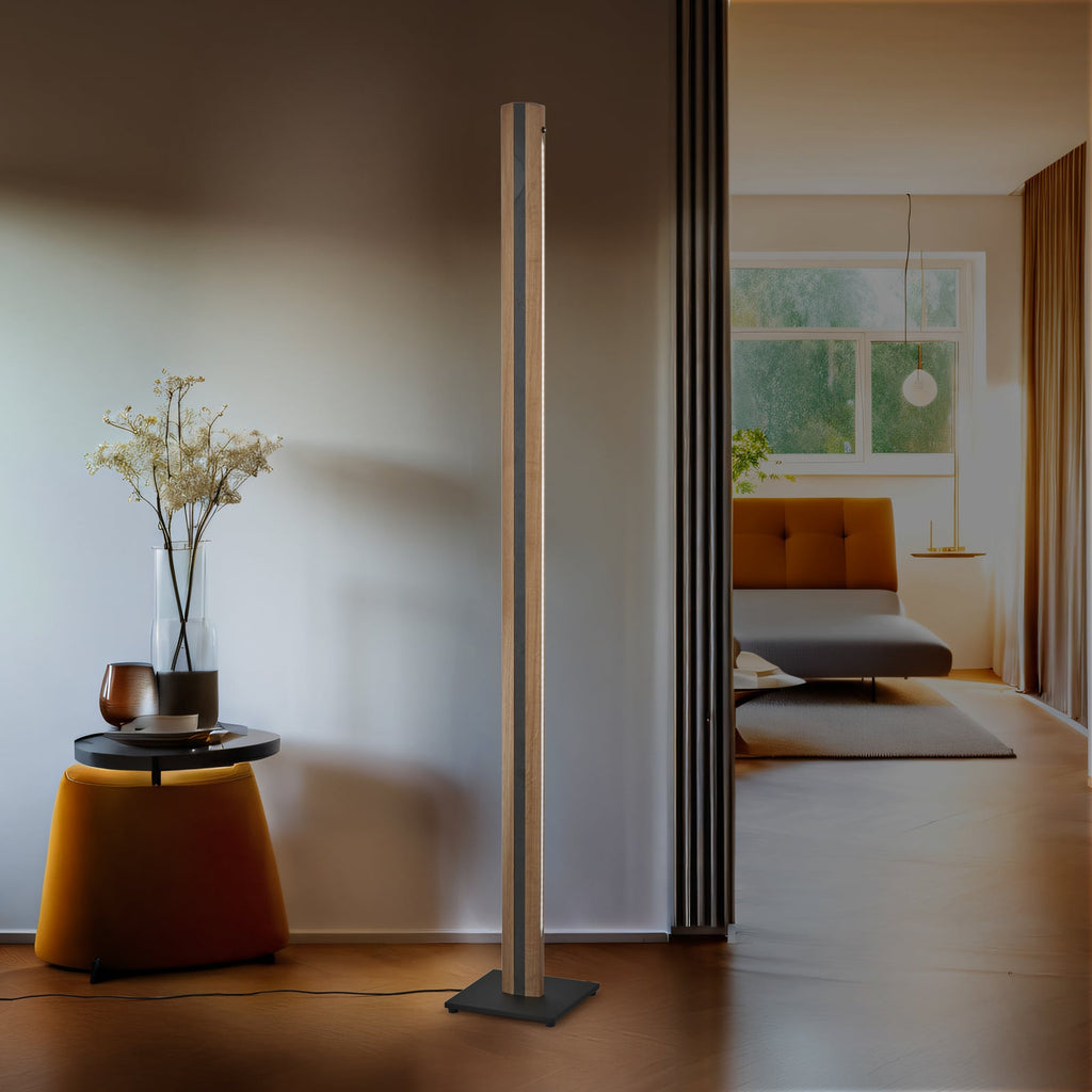 LED gulvlampe Elis dimbar eik/svart 148 cm bakside