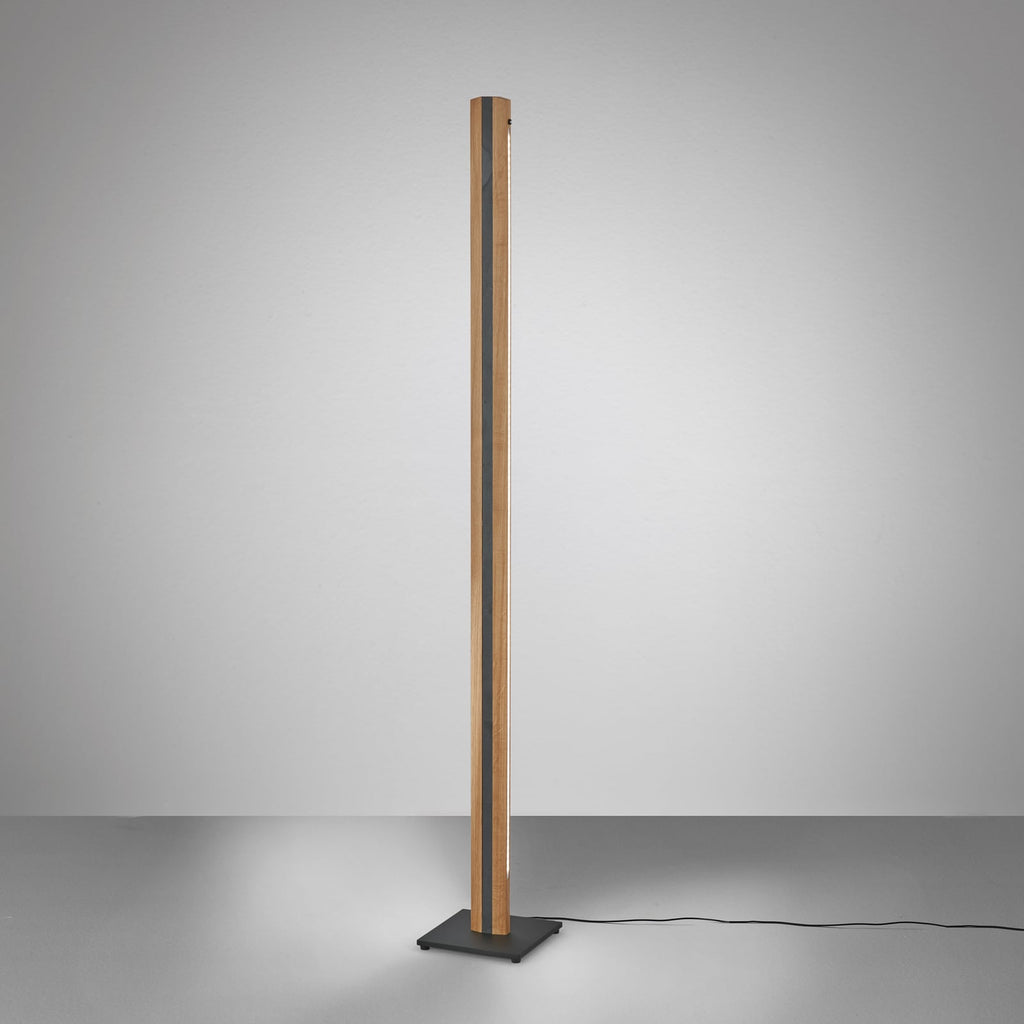 LED gulvlampe Elis dimbar eik/svart 148 cm forfra