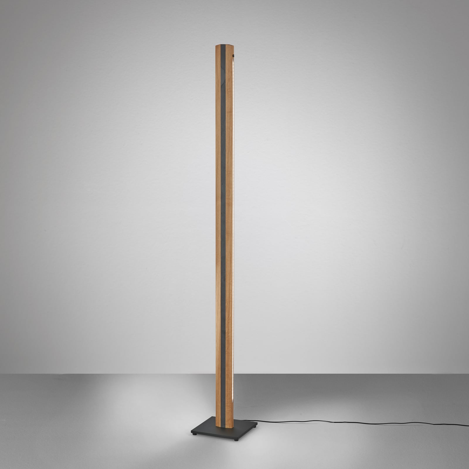 LED gulvlampe Elis dimbar eik/svart 148 cm forfra