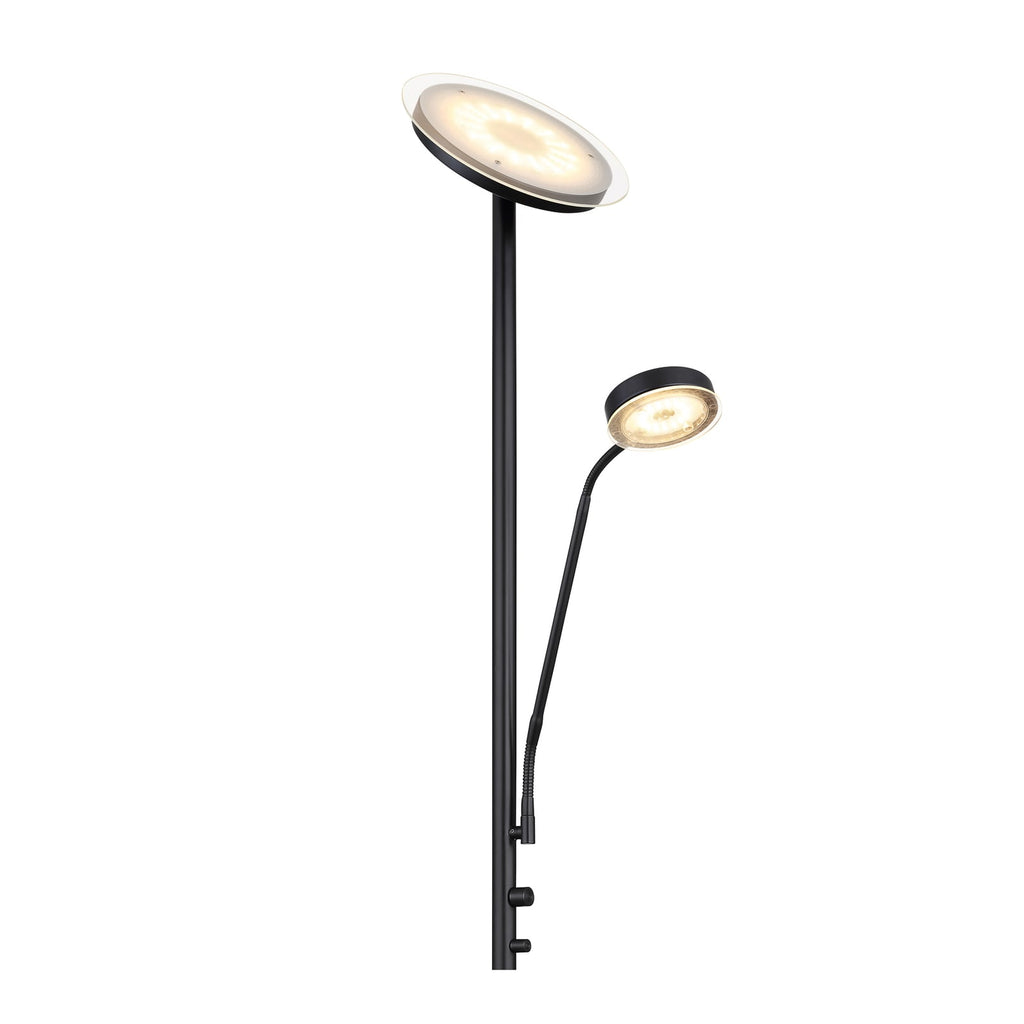 LED gulvlampe Ernst med fleksarm svart nærbilde av lampehode