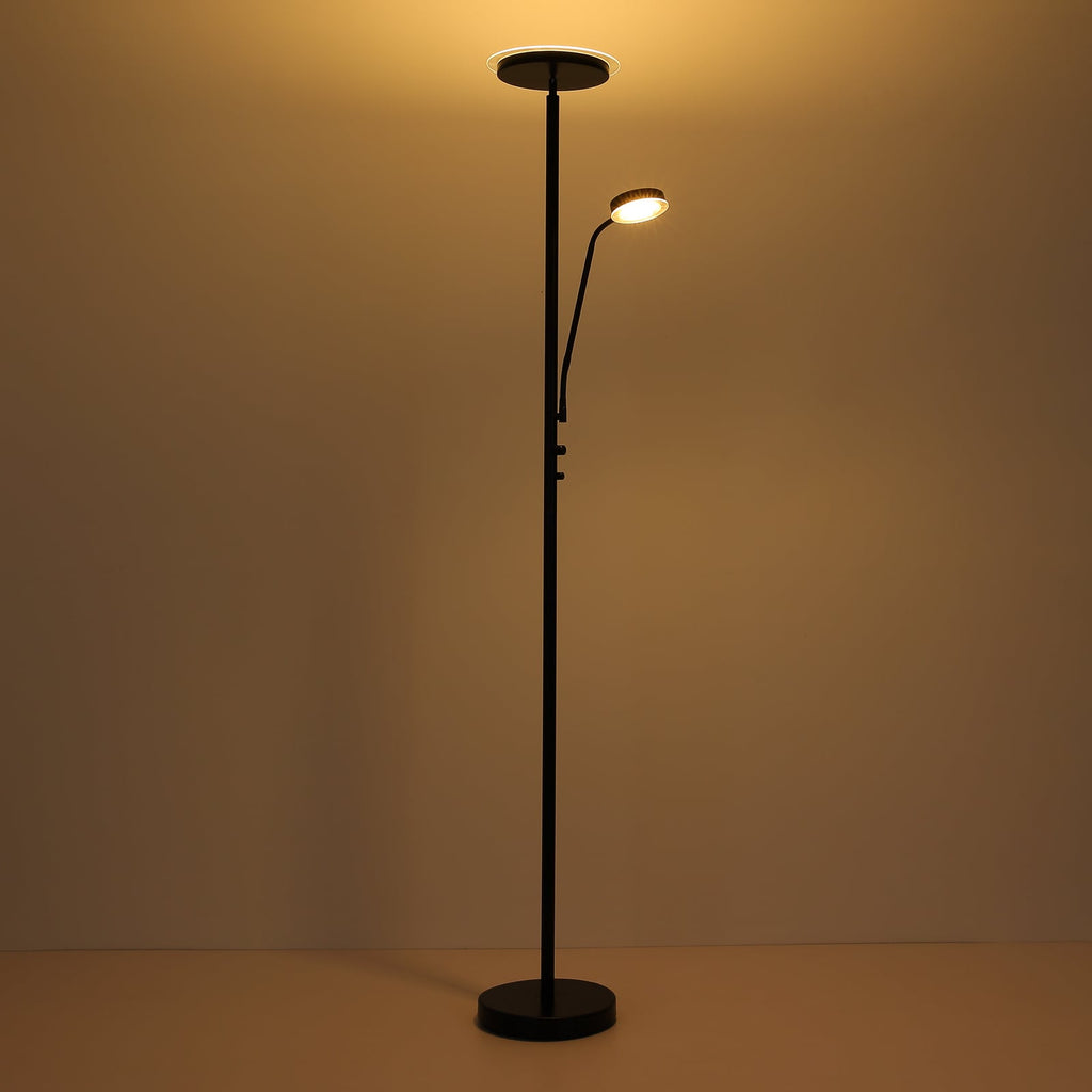 LED gulvlampe Ernst med fleksarm svart med synlig strømbryter