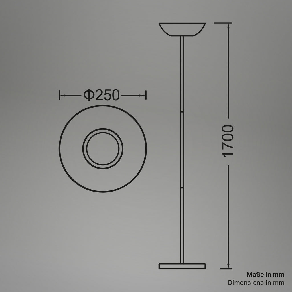 LED gulvlampe Estate oppladbar dimbar svart H170 cm detalj av touchdimmer