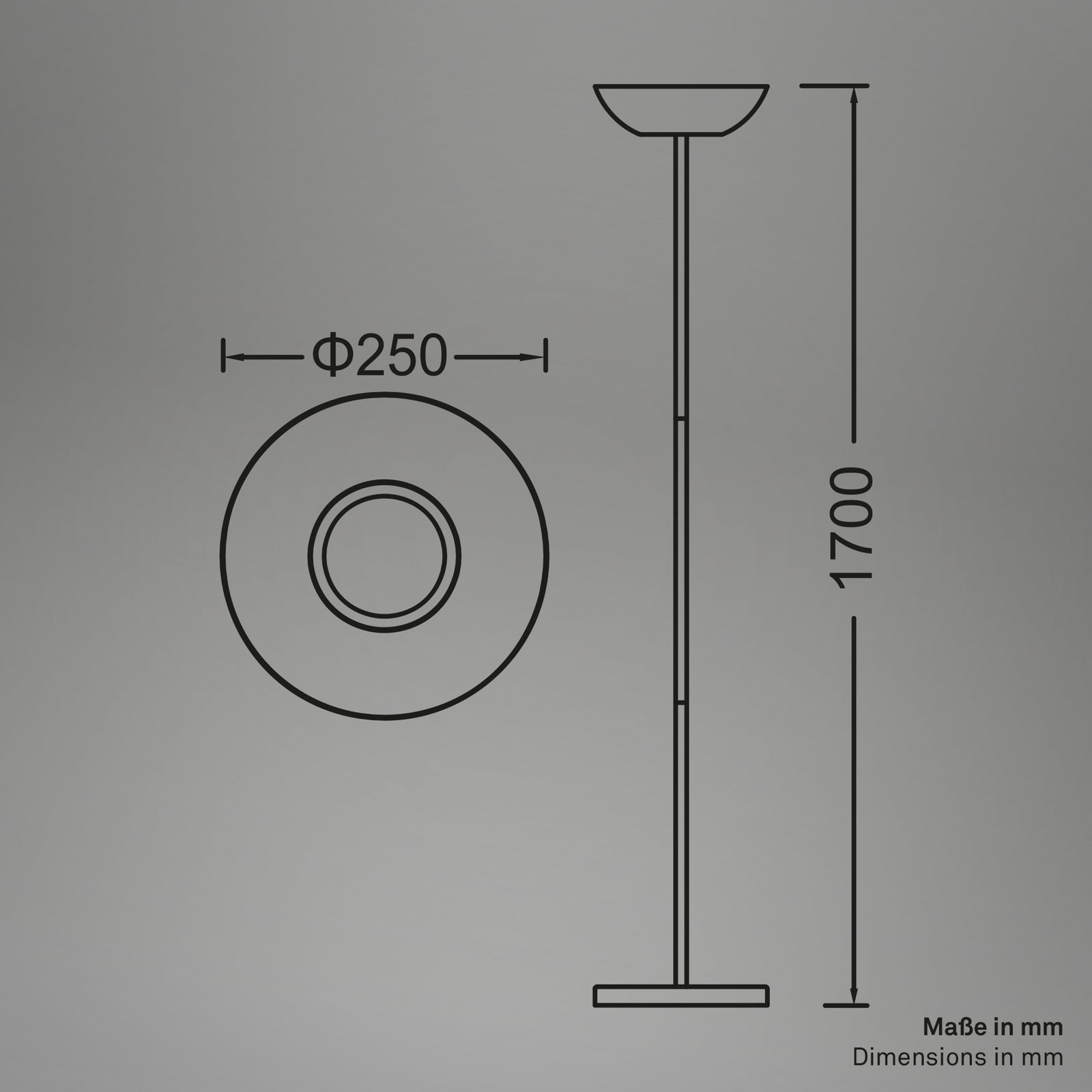LED gulvlampe Estate oppladbar dimbar svart H170 cm detalj av touchdimmer