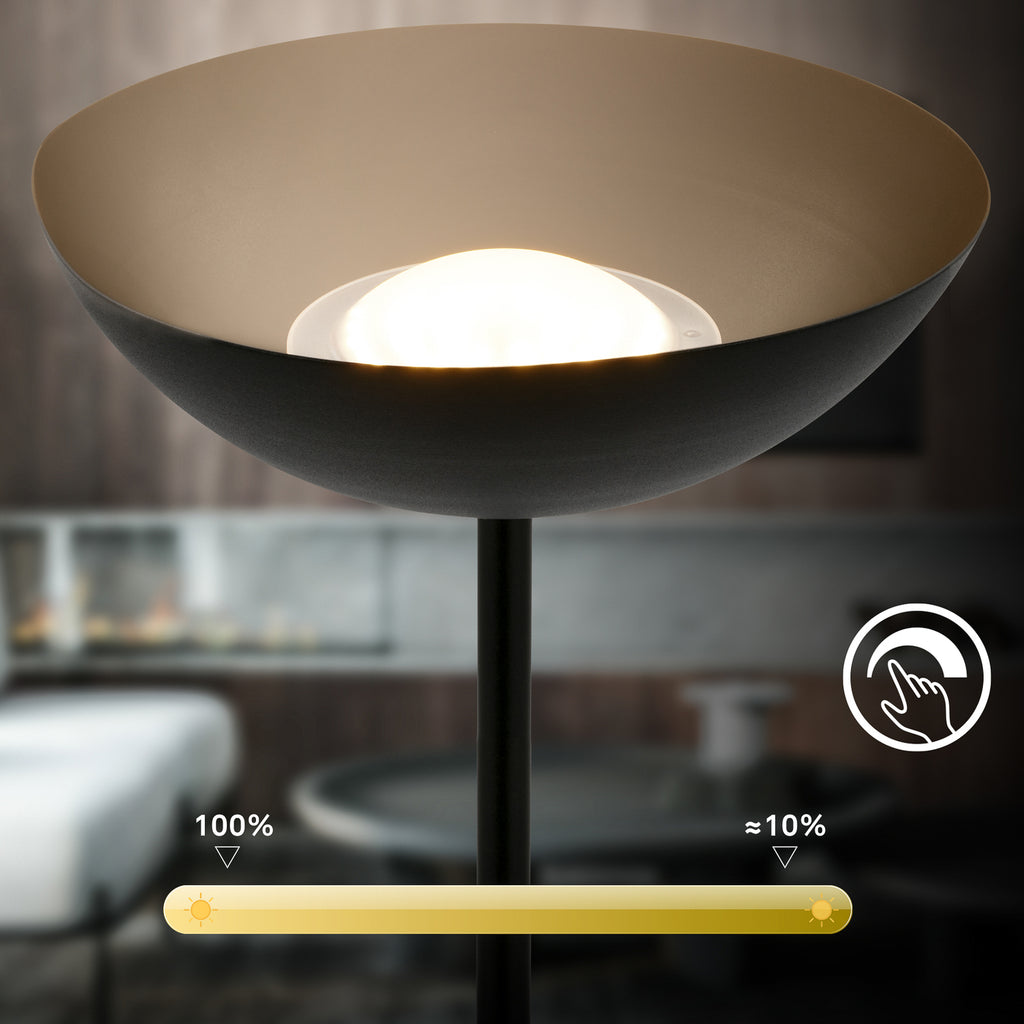 LED gulvlampe Estate oppladbar dimbar svart H170 cm av/på knapp