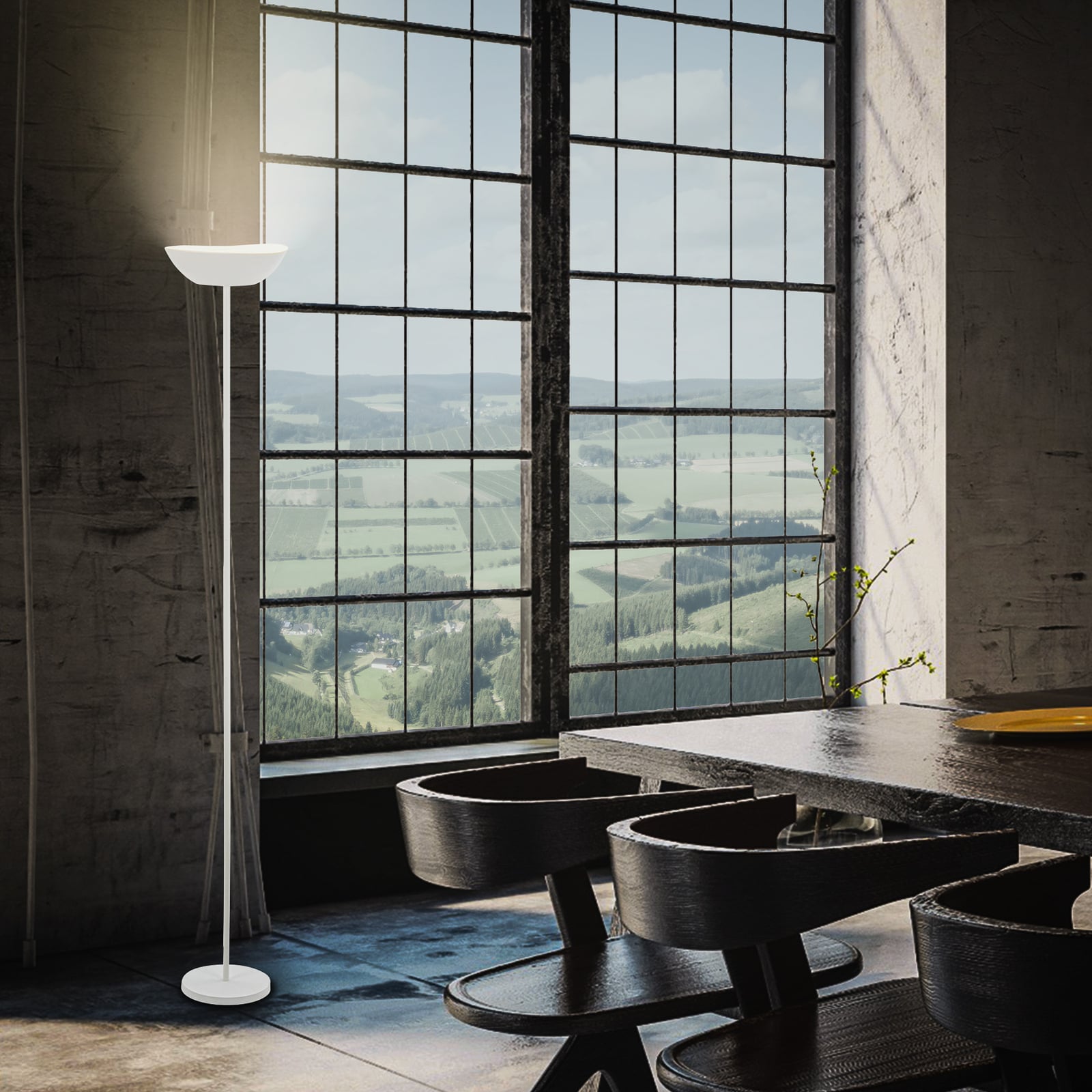 LED gulvlampe Estate oppladbar hvit berøringsdimmer 170 cm bakside
