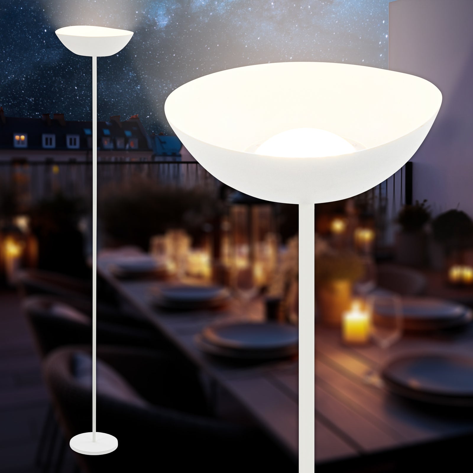 Nærbilde av lyskilde i LED gulvlampe Estate oppladbar hvit